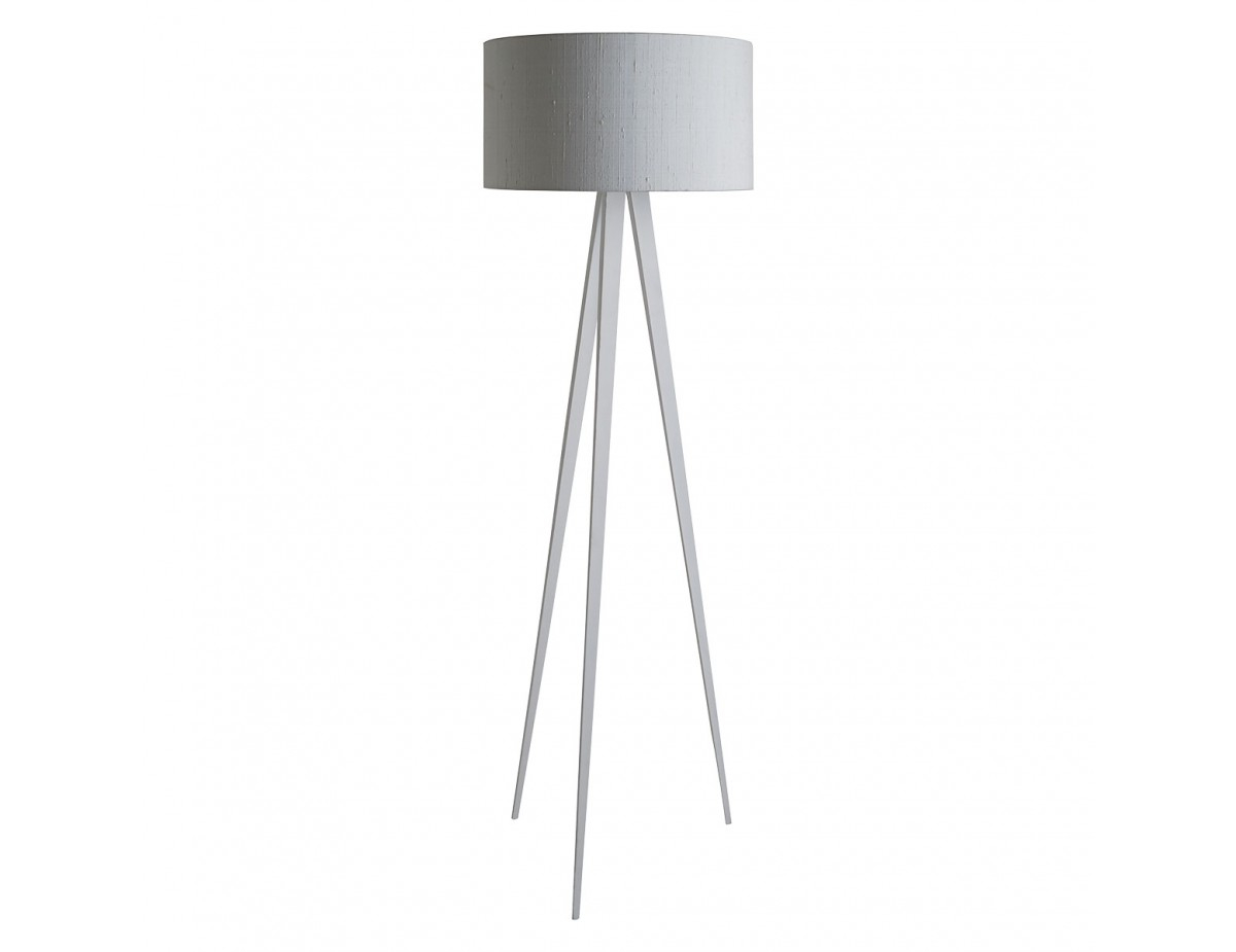 Yves White Floor Lamp With Grey Silk Shade throughout sizing 1200 X 925