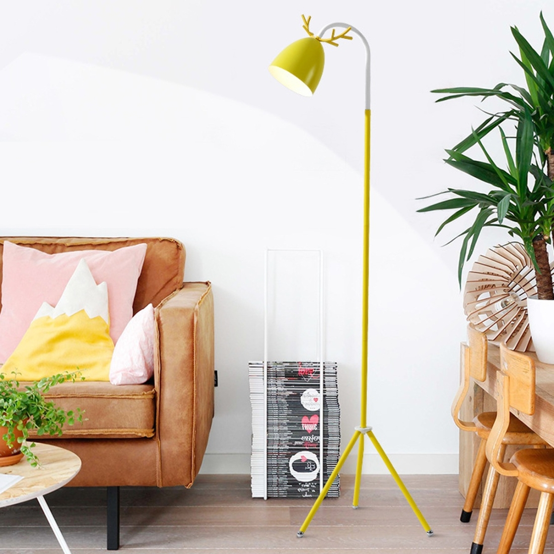 Ywxlight Macaron Floor Lamp Nordic Bedroom Living Room Study Cute Pink Creative Antler Eye Led Table Lamp Yellow in dimensions 1100 X 1100