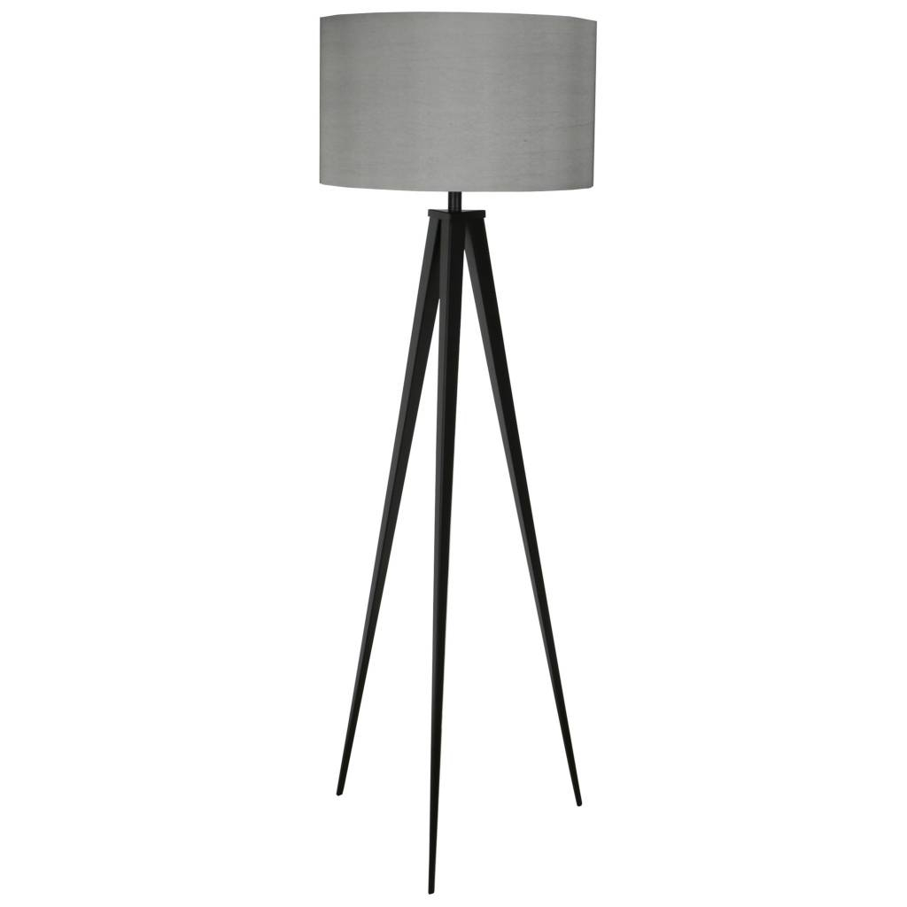 Zuiver Tripod Floor Lamp Black Metal Gray Fabric 157x50cm for dimensions 1024 X 1024