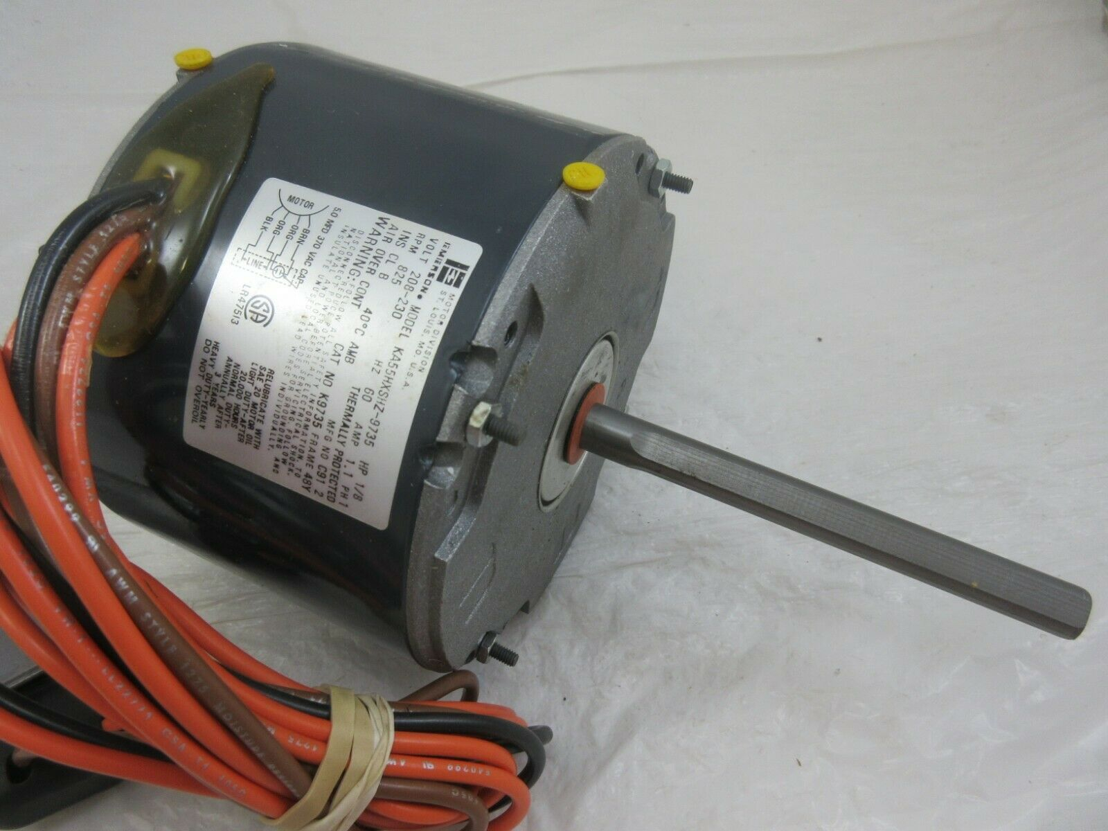 18 Hp K9735 Emerson Us Motors Ka55hxshz 9735 Condenser Motor 825 Rpm 208230v within dimensions 1600 X 1200