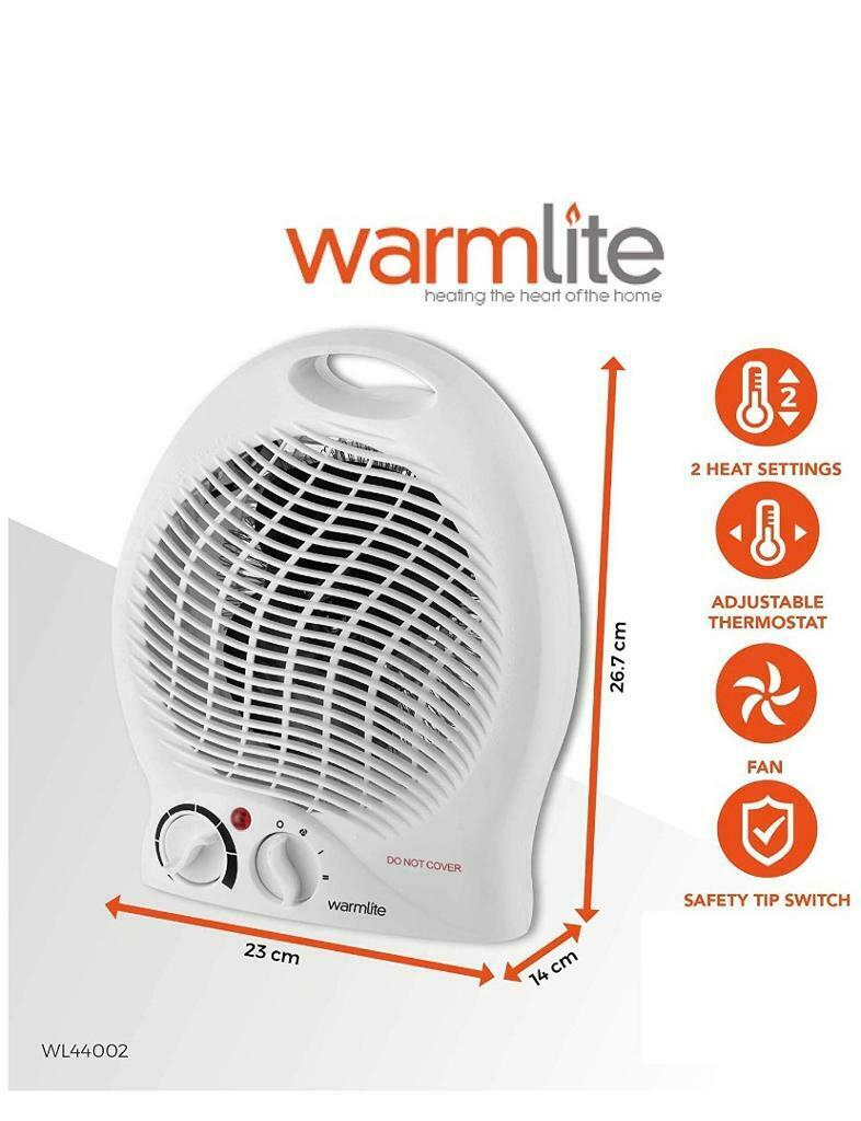 2 Heat Settings Status Portable Fan Heater 2000 W White Home with measurements 786 X 1024