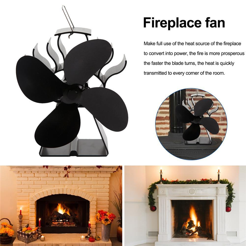 2020 Black Fireplace 4 Blade Heat Powered Stove Fan Logwood Burner Eco Friendly Quiet Stoves Fan Home Efficient Heat Distribution From Miaotang inside dimensions 1001 X 1001
