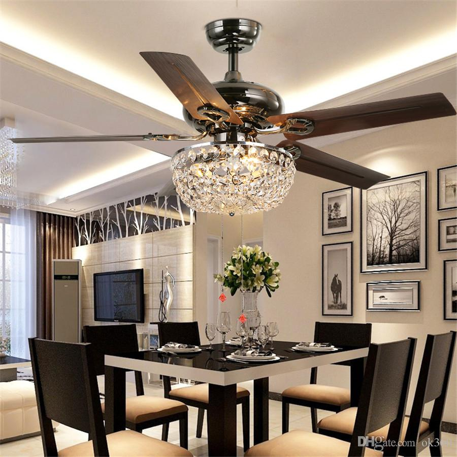 2020 Crystal Ceiling Fan Wood Leaf Antique Fan Light Fan Chandelier With Remote Control Dining Room Living Room Pendant Lamp From Ok360 33576 inside proportions 900 X 900