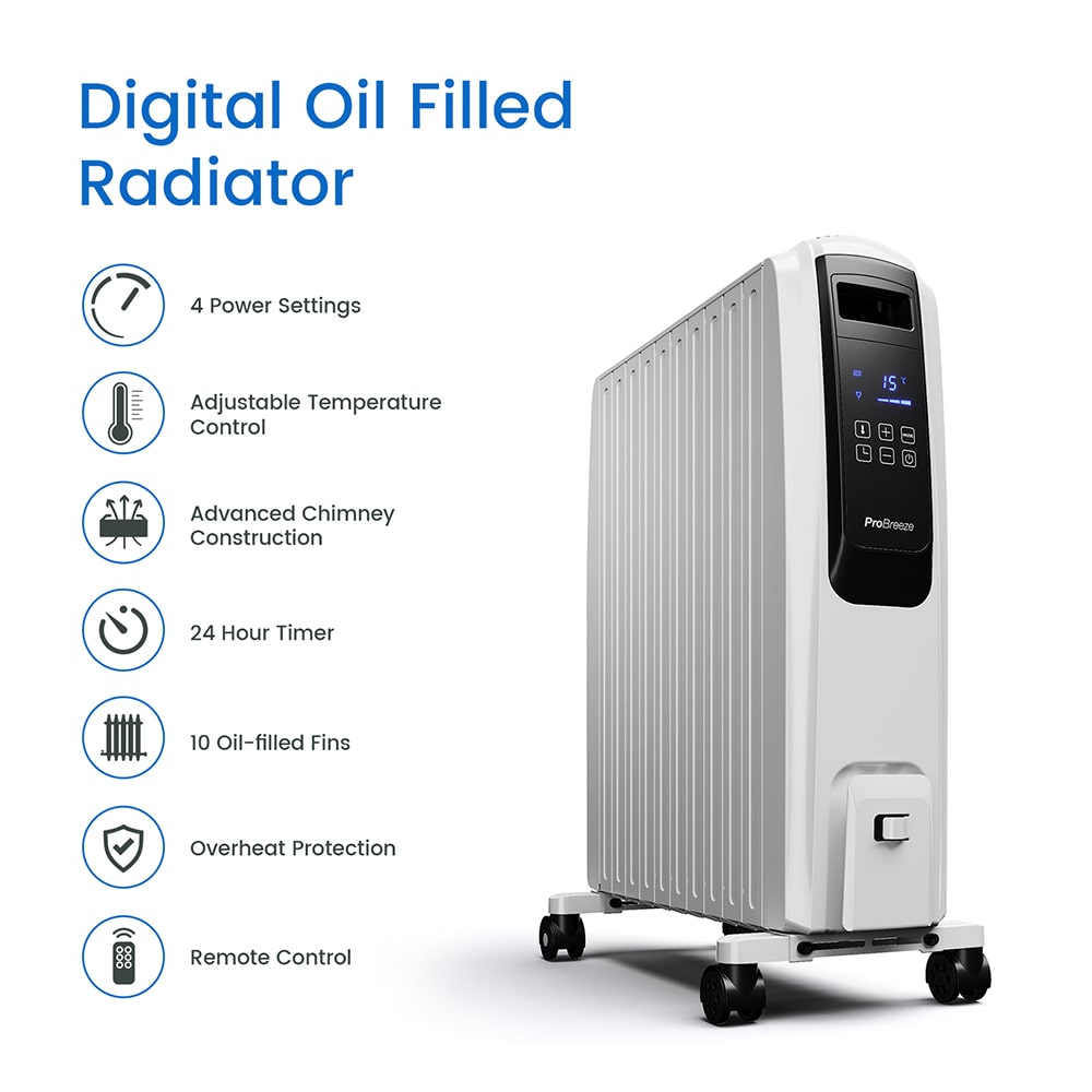 2500w Digital Oil Filled Radiator High Powered Portable for proportions 1000 X 1000