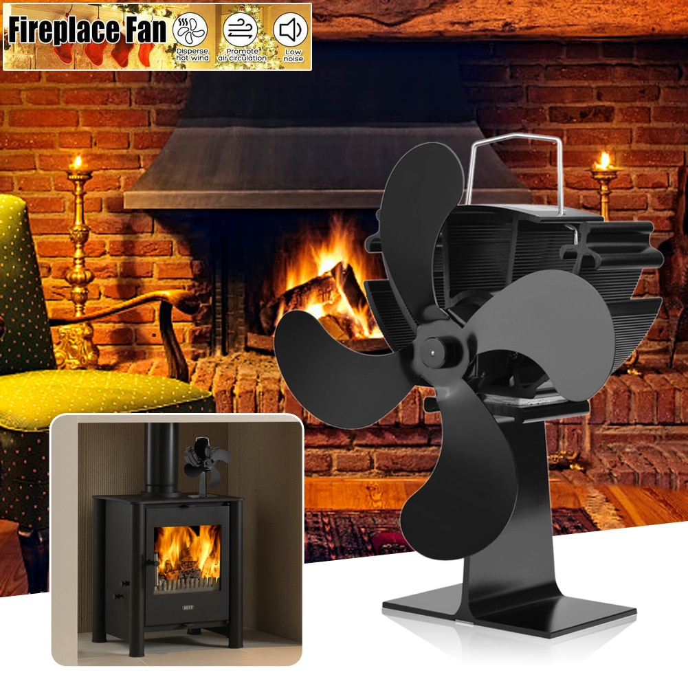 4 Blade Fireplace Fan Heat Powered Wood Burner Eco Friendly pertaining to size 1001 X 1001