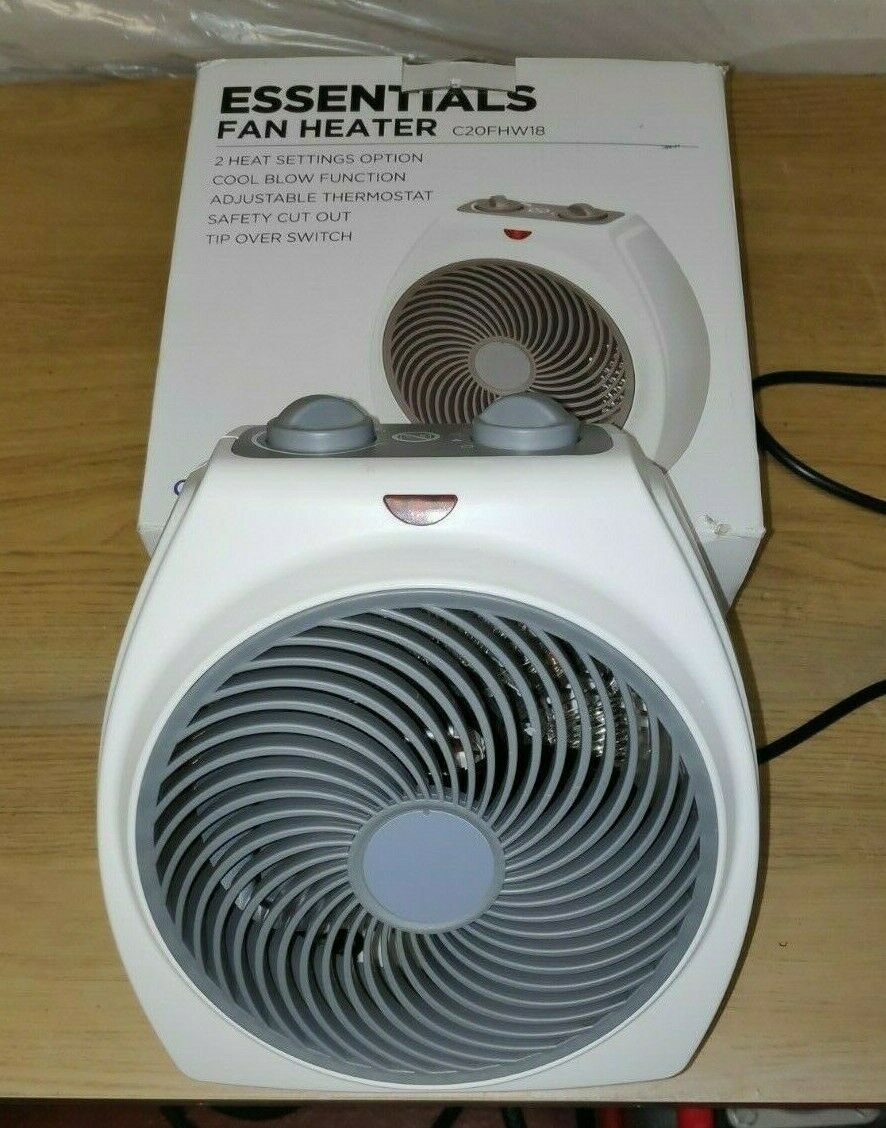4 X Essentials C20fhw18 Portable Hot Cool Fan Heater White with measurements 886 X 1128