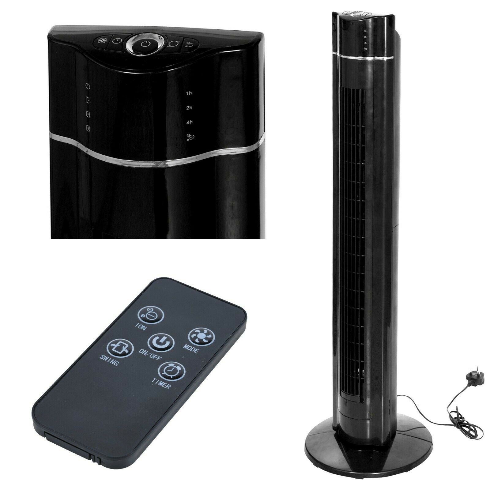 43 Oscillating Tower Fan Air Ionizer 60w Remote Control 3 Cooling Speeds Timer pertaining to measurements 1600 X 1600