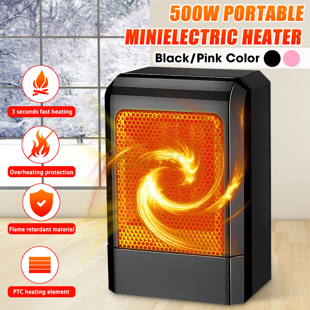 500w Mini Portable Ceramic Heater Electric Cooler Hot Fan Home Winter Warmer with regard to size 1200 X 1200