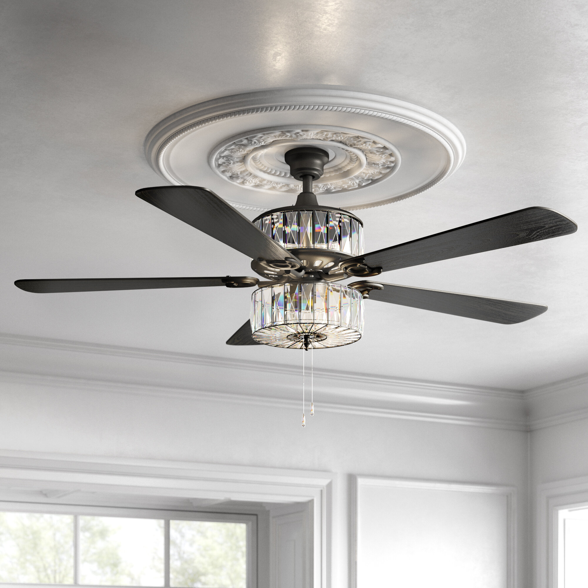 52 Demonbreun Caged Crystal 5 Blade Ceiling Fan With Remote Light Kit Included with regard to dimensions 2000 X 2000