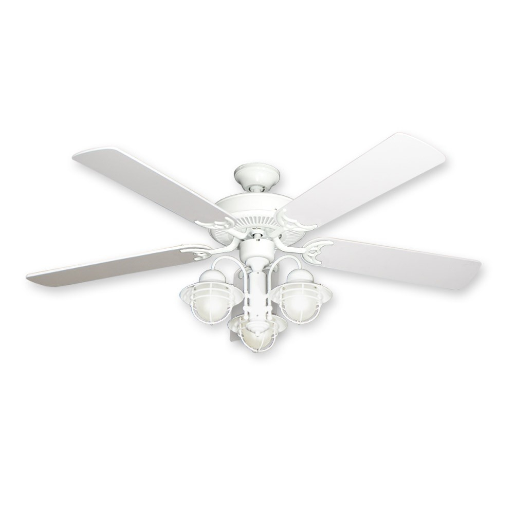 52 Nautical Ceiling Fan With Light Pure White Finish with size 1000 X 1000