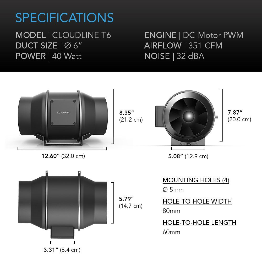 Ac Infinity Cloudline T6 Quiet 6 Inline Duct Fan With within proportions 1000 X 1000