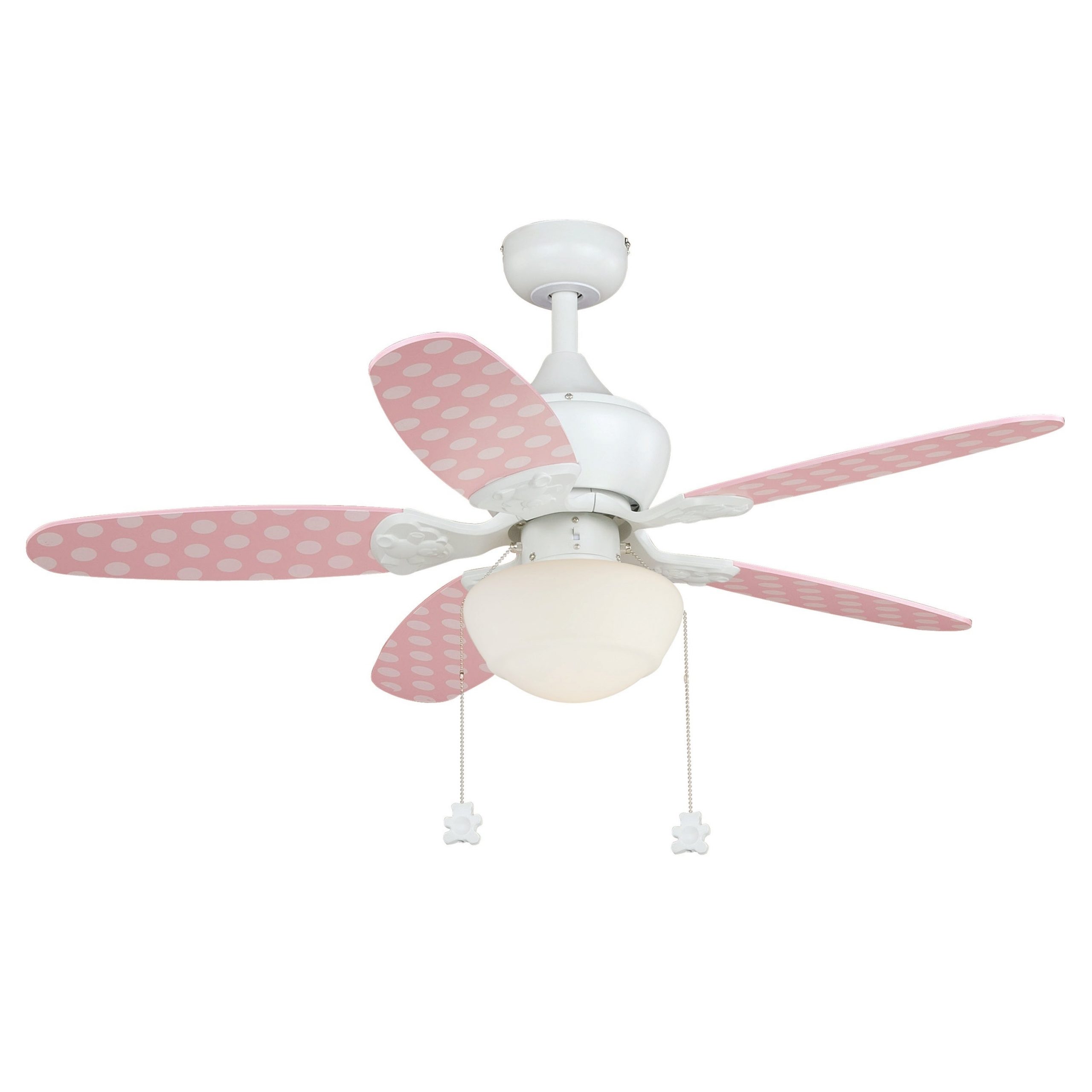 Alex Childrens 44 Inch Girls Pink Polka Dot And White Led Ceiling Fan With Light Kit 44 In W X 205 In H X 44 In D intended for proportions 3000 X 3000