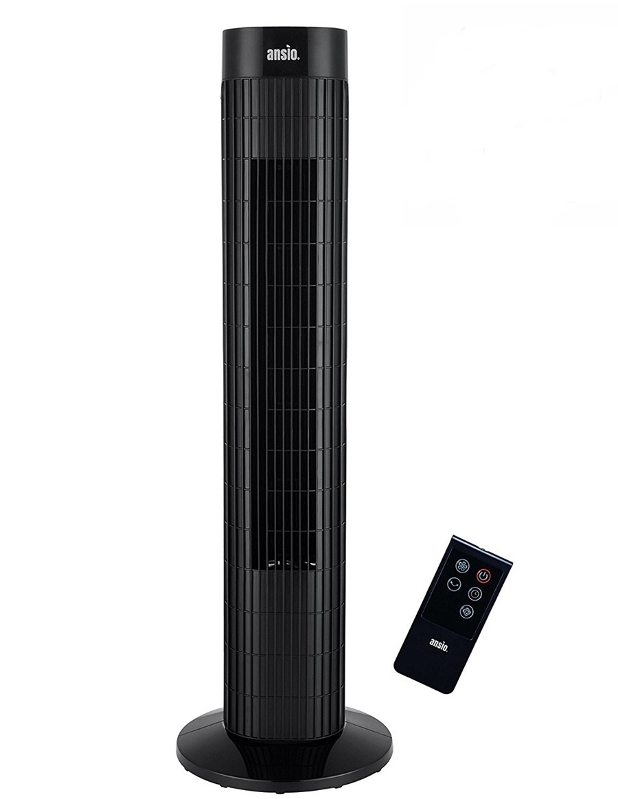 Ansio 30 Black Oscillating Tower Fan With Remote Control throughout measurements 900 X 1164