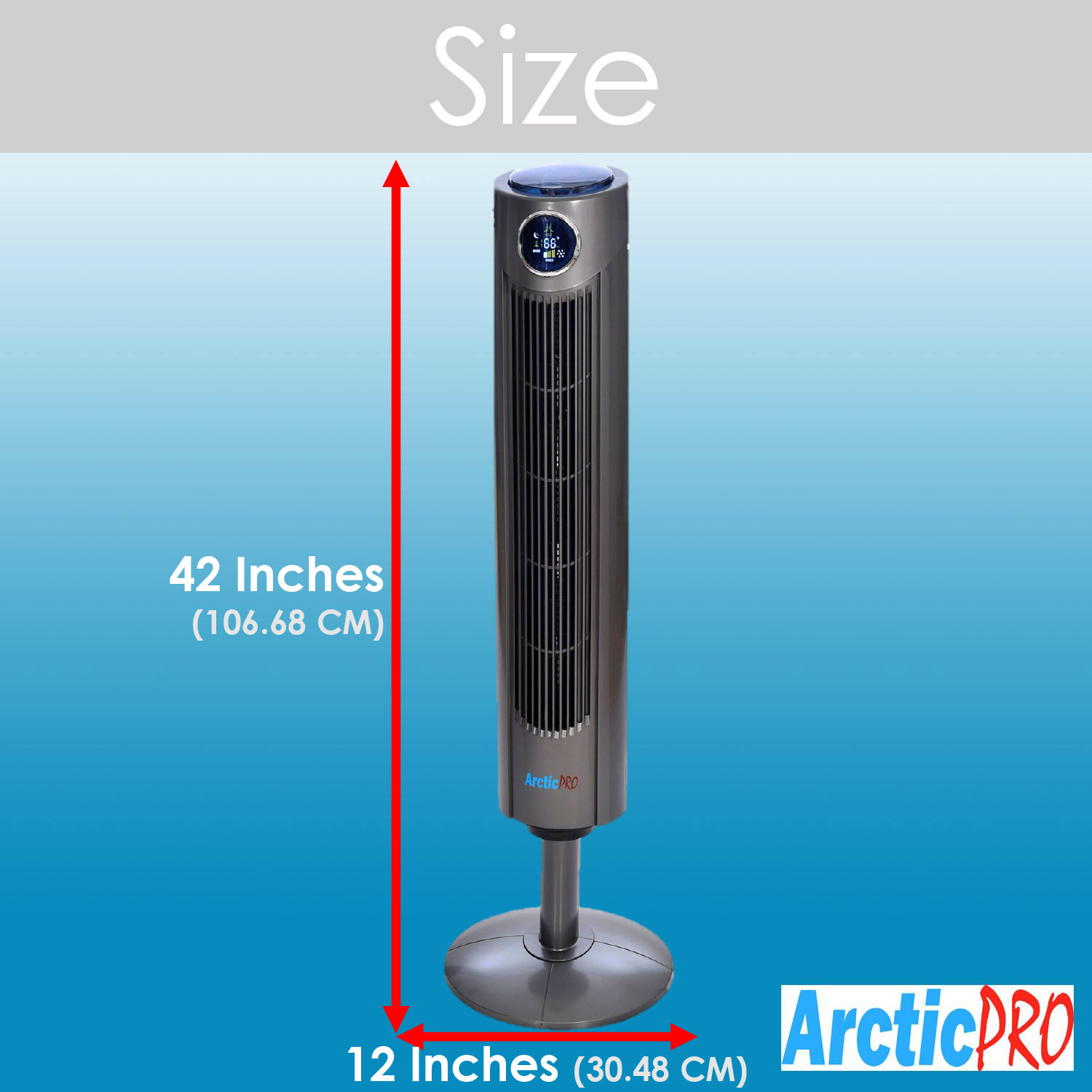 Arctic Pro Digital Screen Oscillating Tower Fan With Remote Control Dark Gray 42 Inch with measurements 1500 X 1500