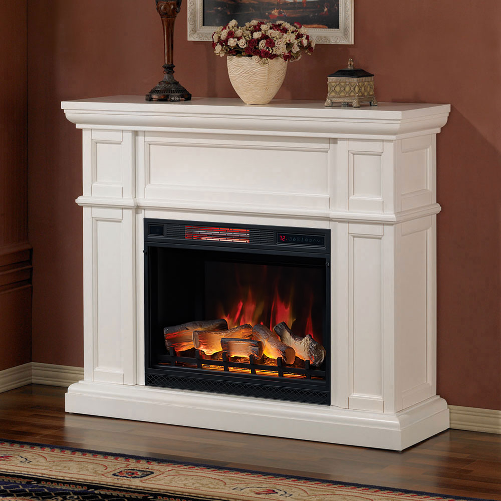 Artesian Infrared Electric Fireplace Mantel Package In White 28wm426 T401 inside size 1000 X 1000