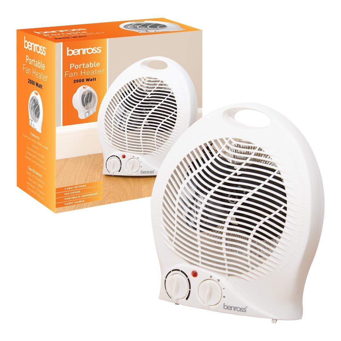 Benross 2kw Portable Fan Heater 2000 Watt With Heat And Cooling Settings White throughout sizing 1181 X 1181