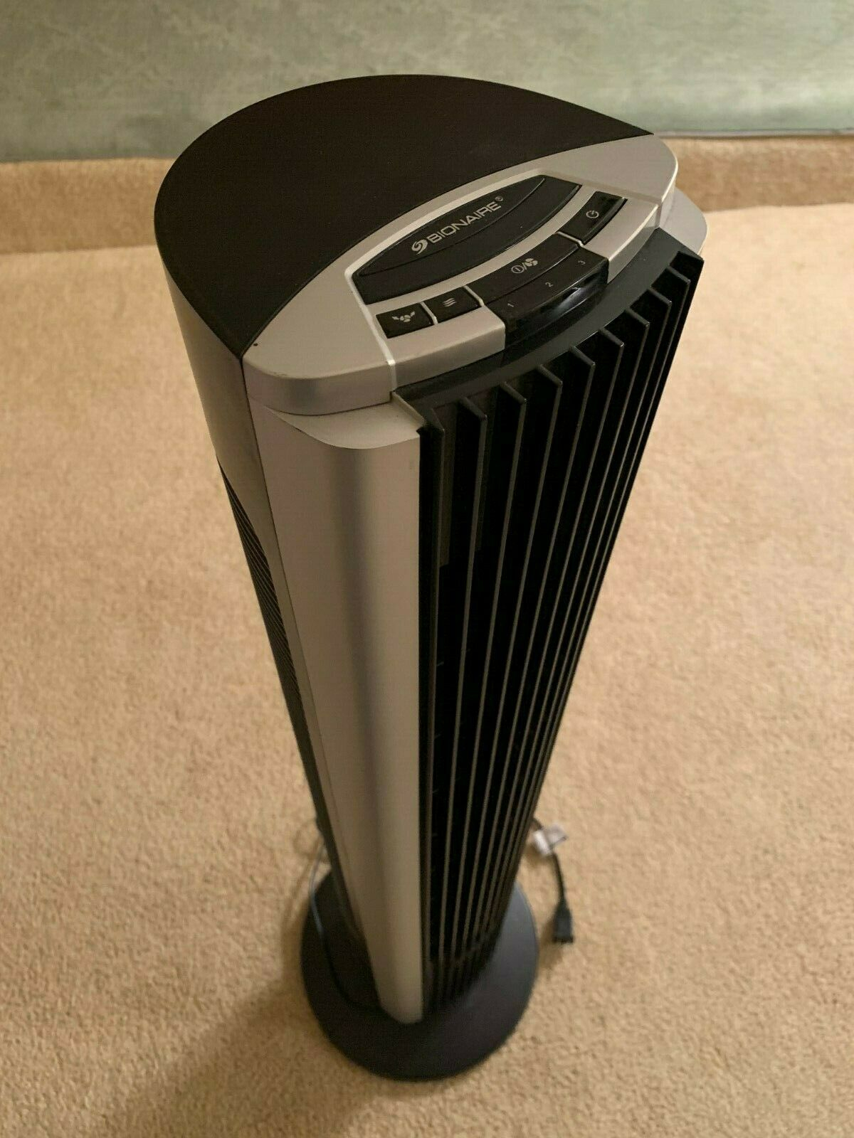 Bionaire Three Speeds Tower Fan Blacksilver within dimensions 1200 X 1600