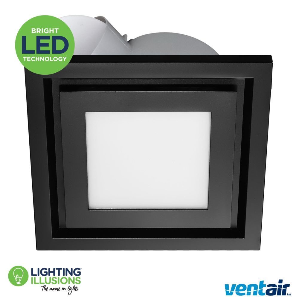 Black Square Ventair Airbus 250 Pro V Bathroom Exhaust Fan With 14w Led Light throughout dimensions 1000 X 1000