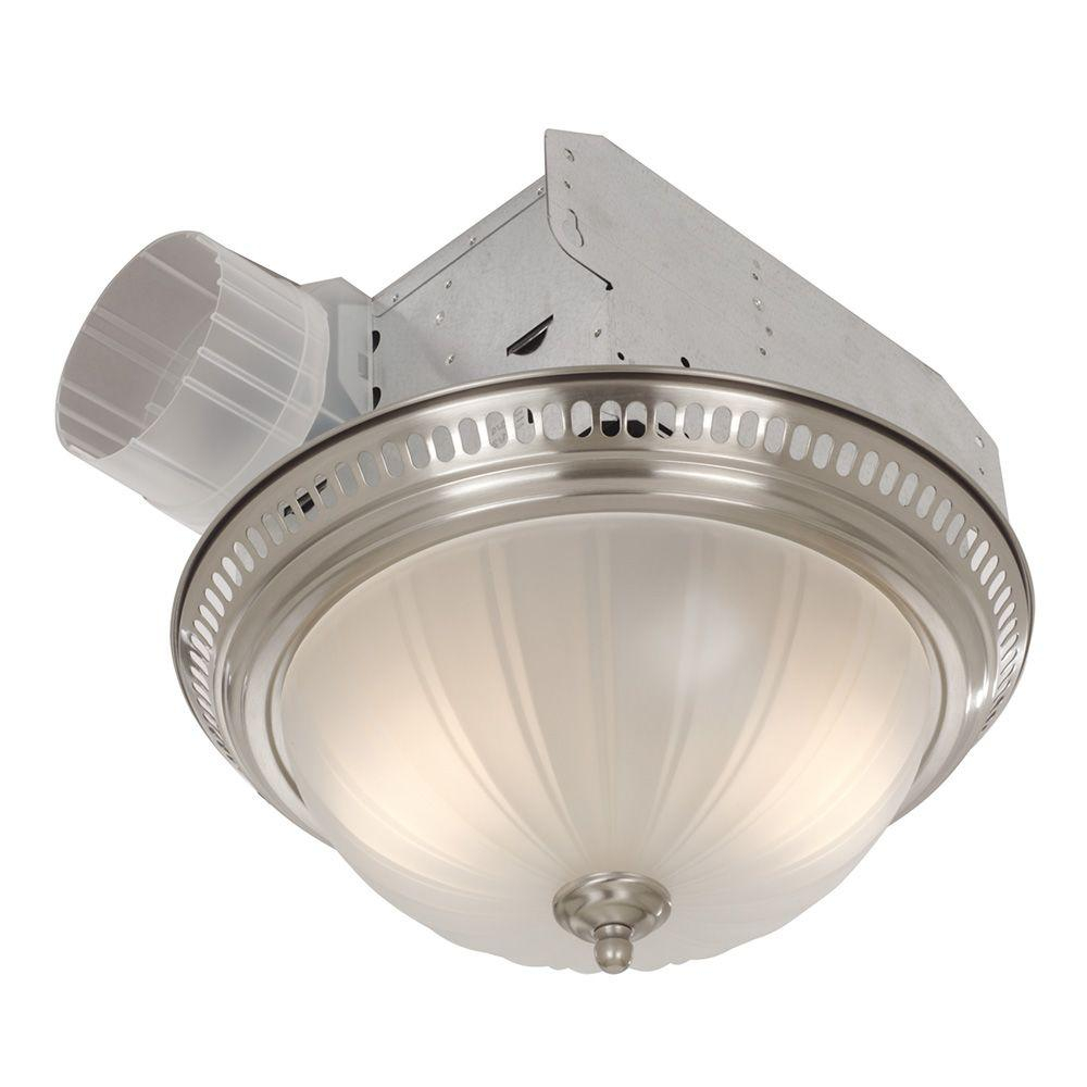 Broan Decorative Satin Nickel 70 Cfm Ceiling Bathroom Exhaust Fan With Light And Glass Globe regarding size 1000 X 1000
