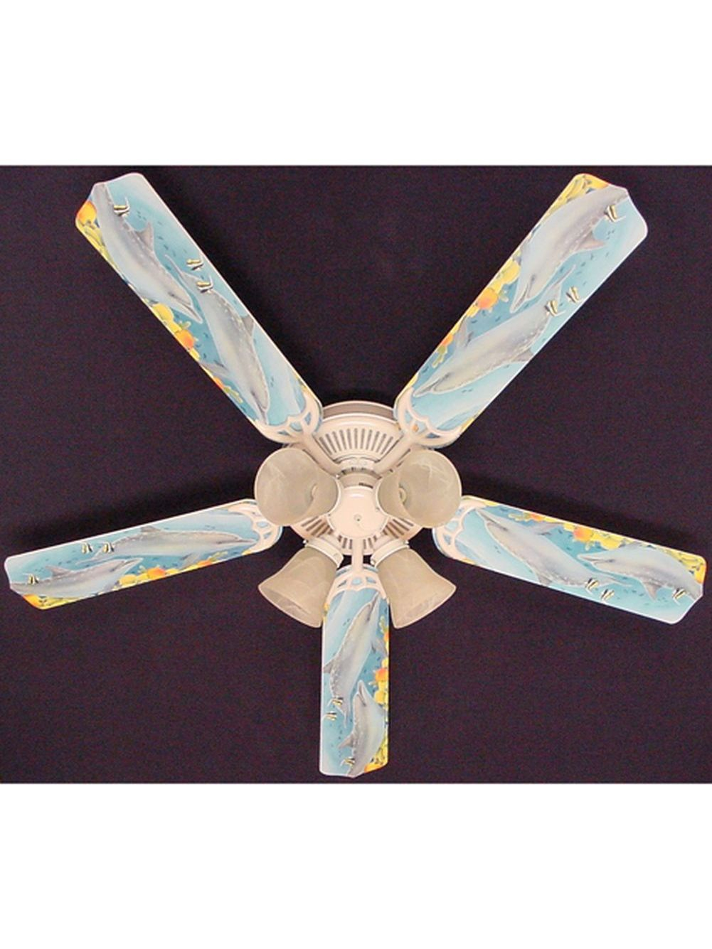 Childrens Dolphins Print Blades 52in Ceiling Fan Light Kit regarding measurements 1001 X 1335