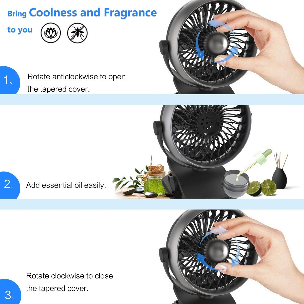 Clip On Fan Portable Rechargeable Battery Operated Fan Small in size 1200 X 1200