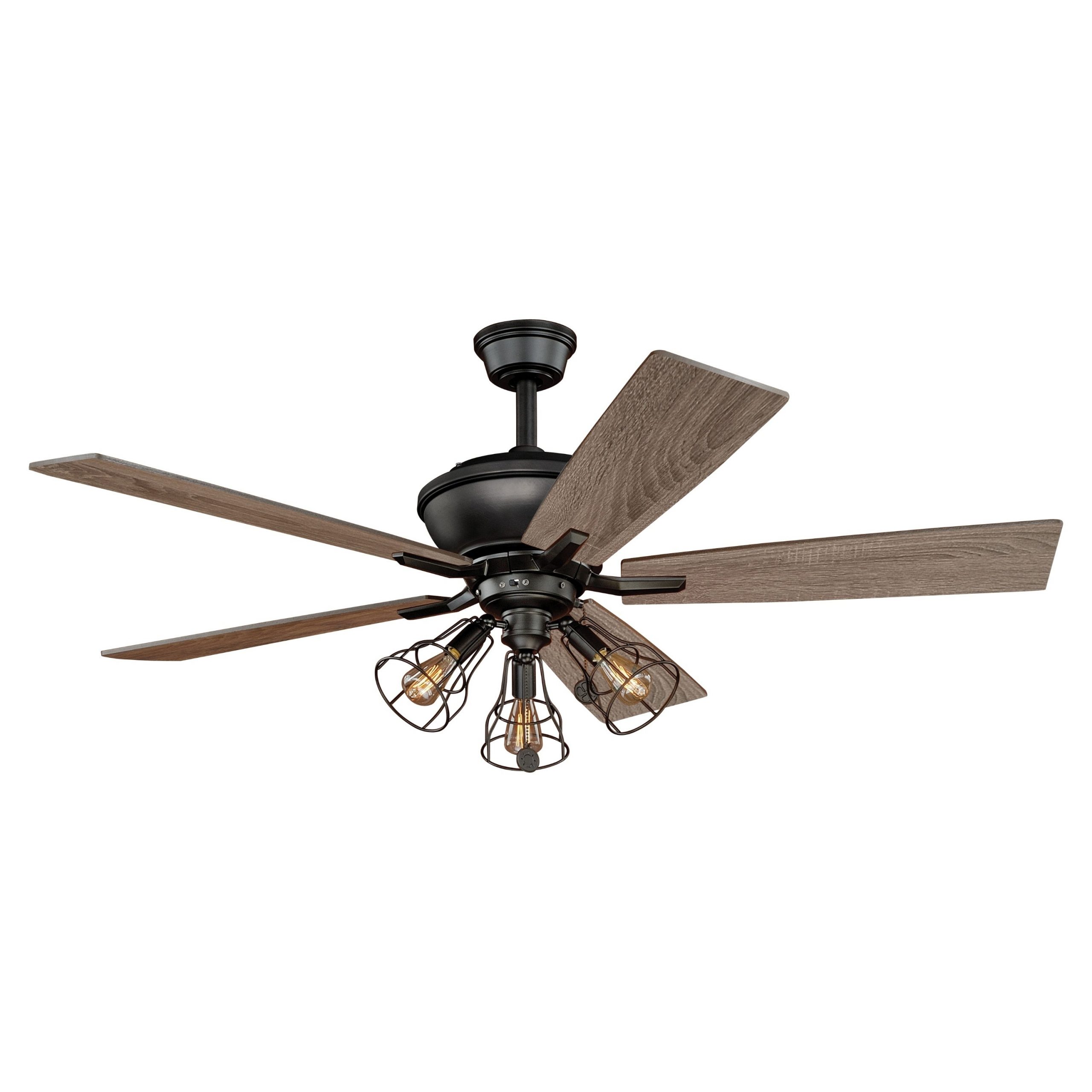 Clybourn Farmhouse Industrial 52 Inch Bronze Ceiling Fan With Wire Cage Led Light Kit 52 In W X 21 In H X 52 In D in proportions 3000 X 3000