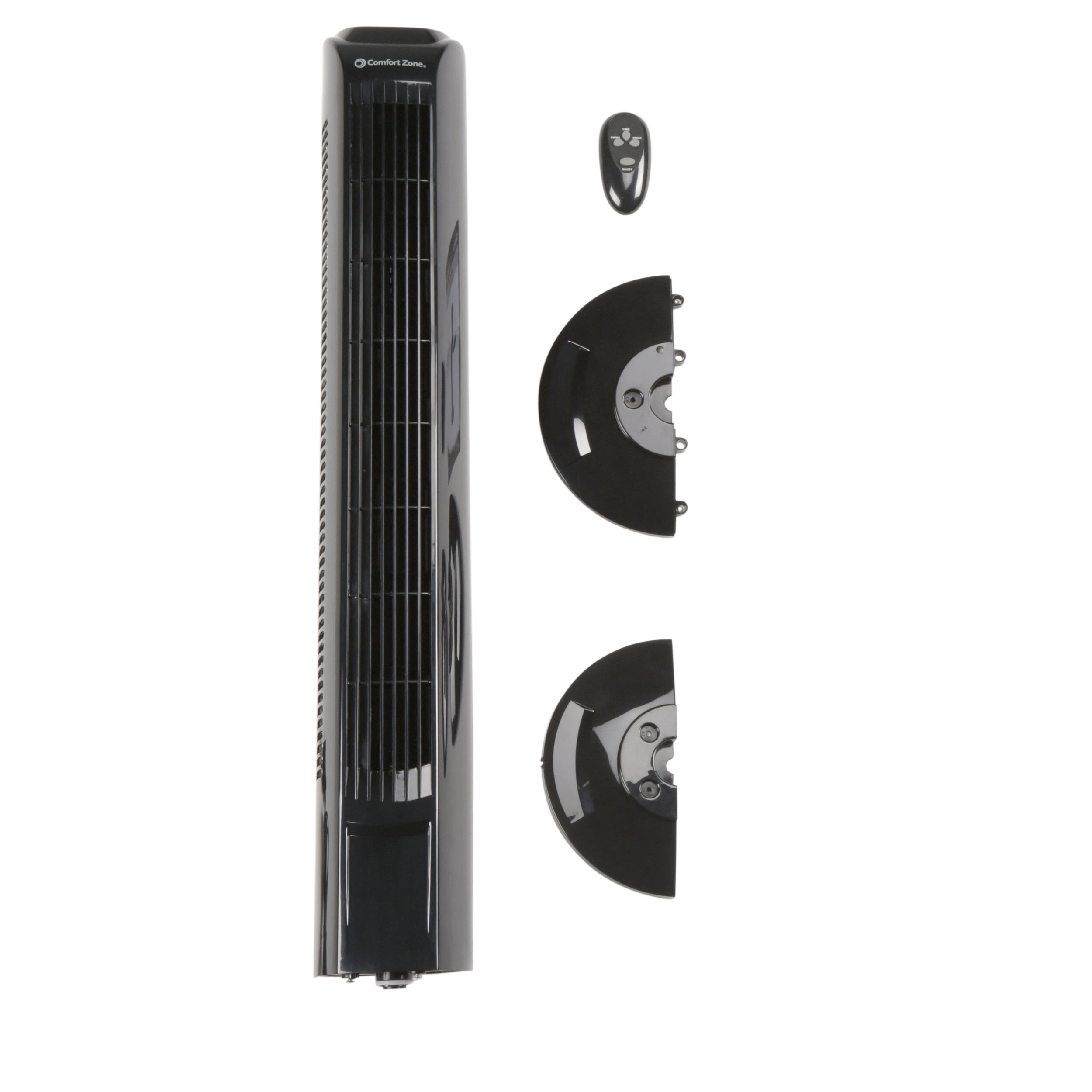 Comfort Zone 30 In 3 Speed Oscillating Black Tower Fan With Remote Control in size 2500 X 2500