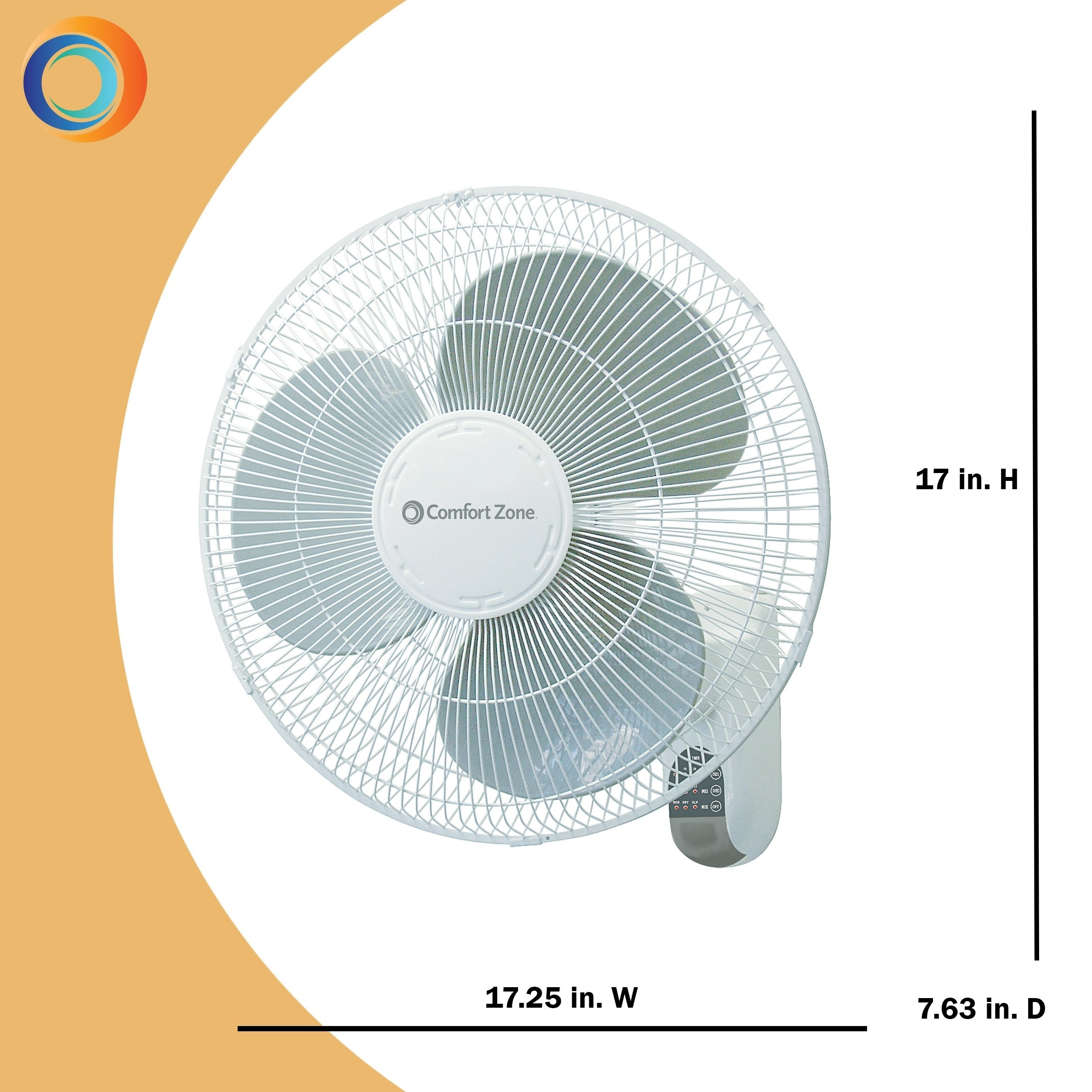 Comfort Zone Cz16wr 16 Inch Quiet 3 Speed Wall Mount Fan With Remote Control Timer And Adjustable Tilt White regarding measurements 2500 X 2500