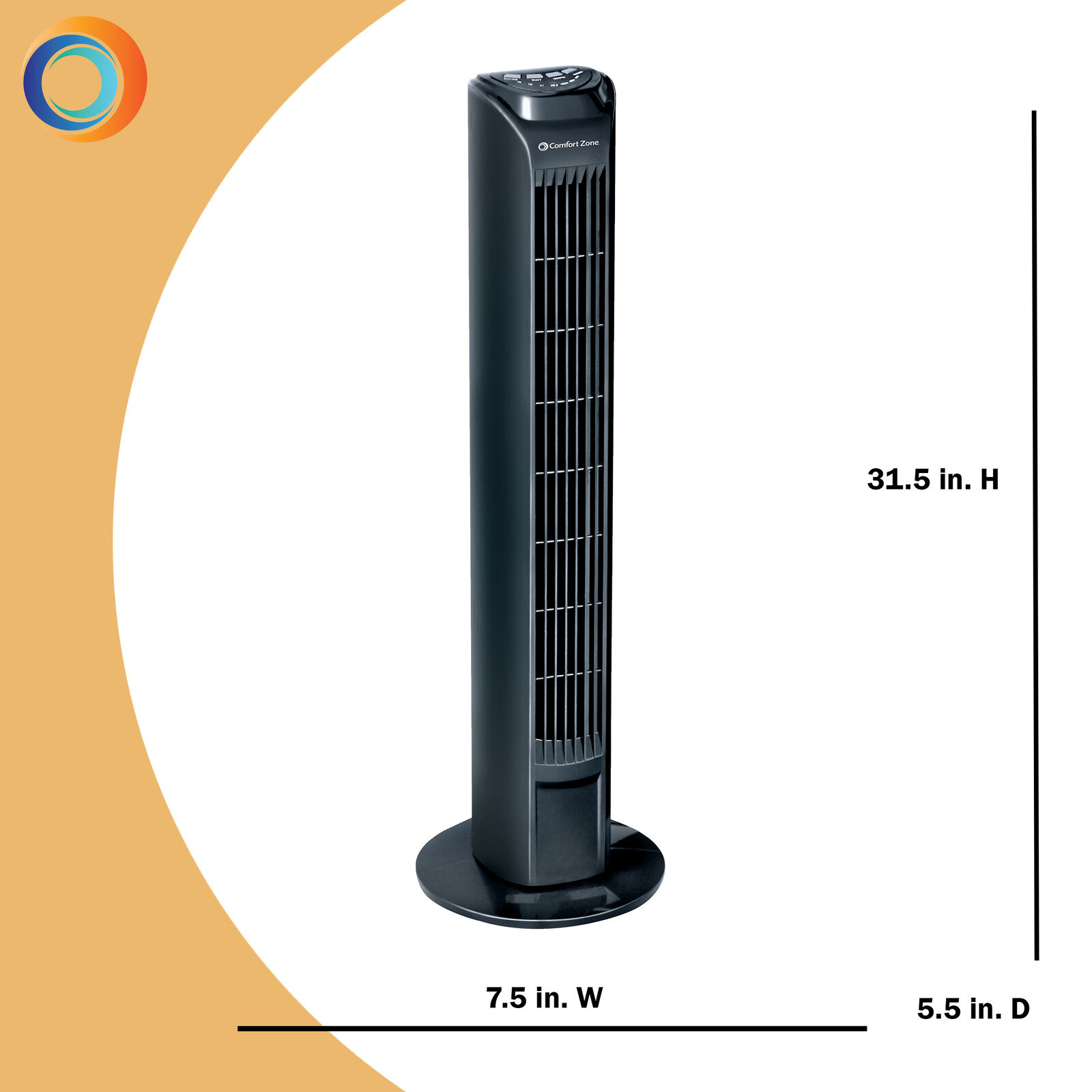 Comfort Zone Cztfr1bk 3 Speed 31 Oscillating Tower Fan With Remote Control pertaining to sizing 1600 X 1600