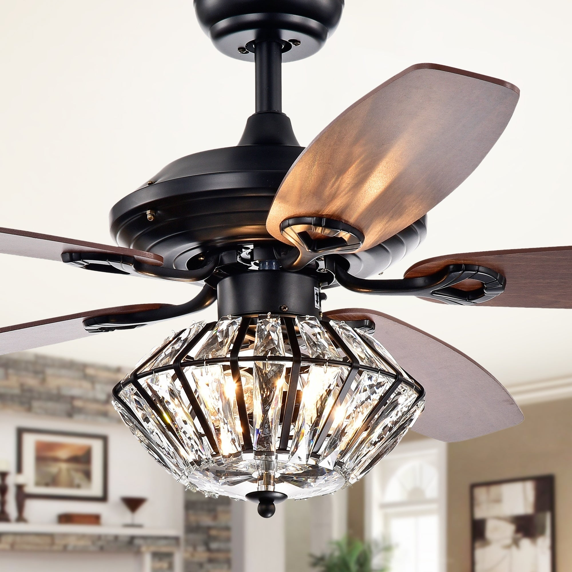Copper Grove Toshevo Remote Control 52 Inch Lighted Ceiling Fan With Crystal Shade And Reversible Blades with regard to proportions 2000 X 2000