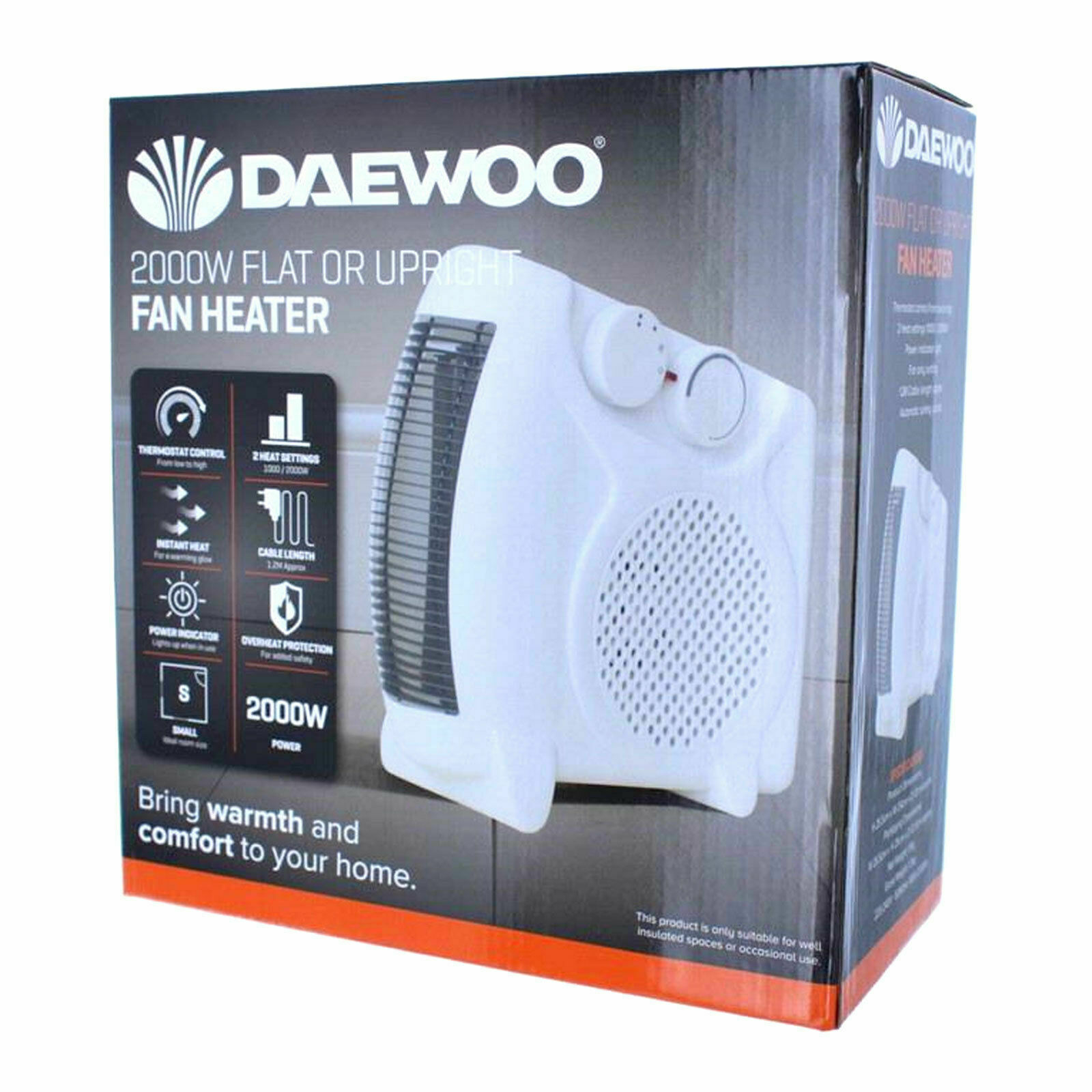 Daewoo Hea1404 2000w Flat Or Upright Fan Heater White pertaining to measurements 1600 X 1600