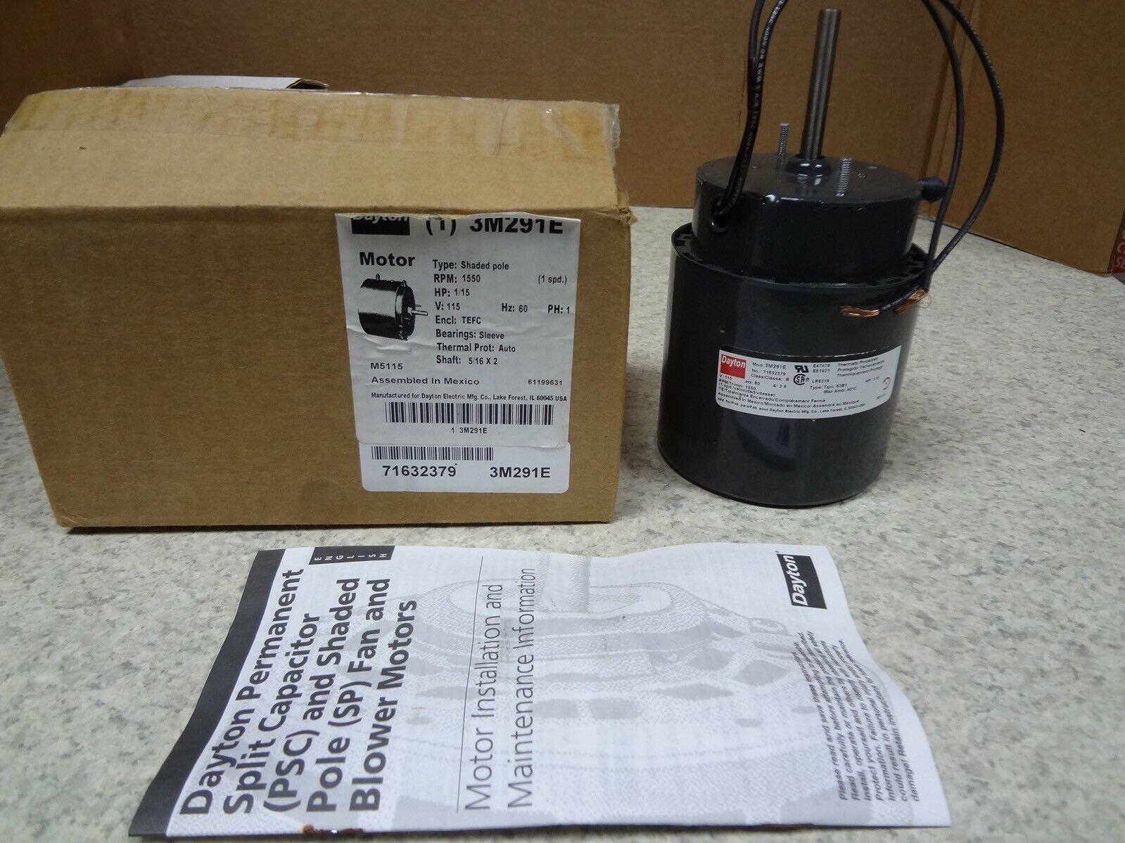 Dayton 3m291e 71632379 115v 1550 Rpm 115hp Fan Motor Grainger New Free Shipping pertaining to proportions 1599 X 1199