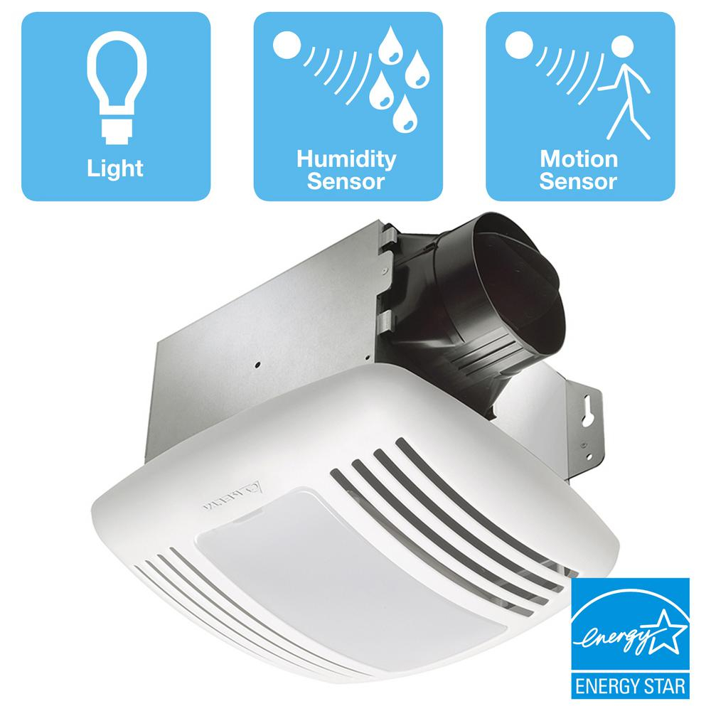 Delta Breez Greenbuilder Series 80 Cfm Lighted Ceiling Bathroom Exhaust Fan Humiditymotion Sensor Adjustable Speed Energy Star intended for sizing 1000 X 1000