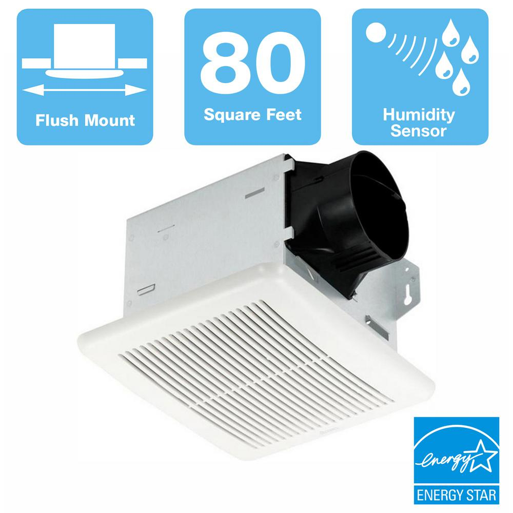 Delta Breez Integrity Series 80 Cfm Ceiling Bathroom Exhaust Fan With Adjustable Humidity Sensor Energy Star for size 1000 X 1000