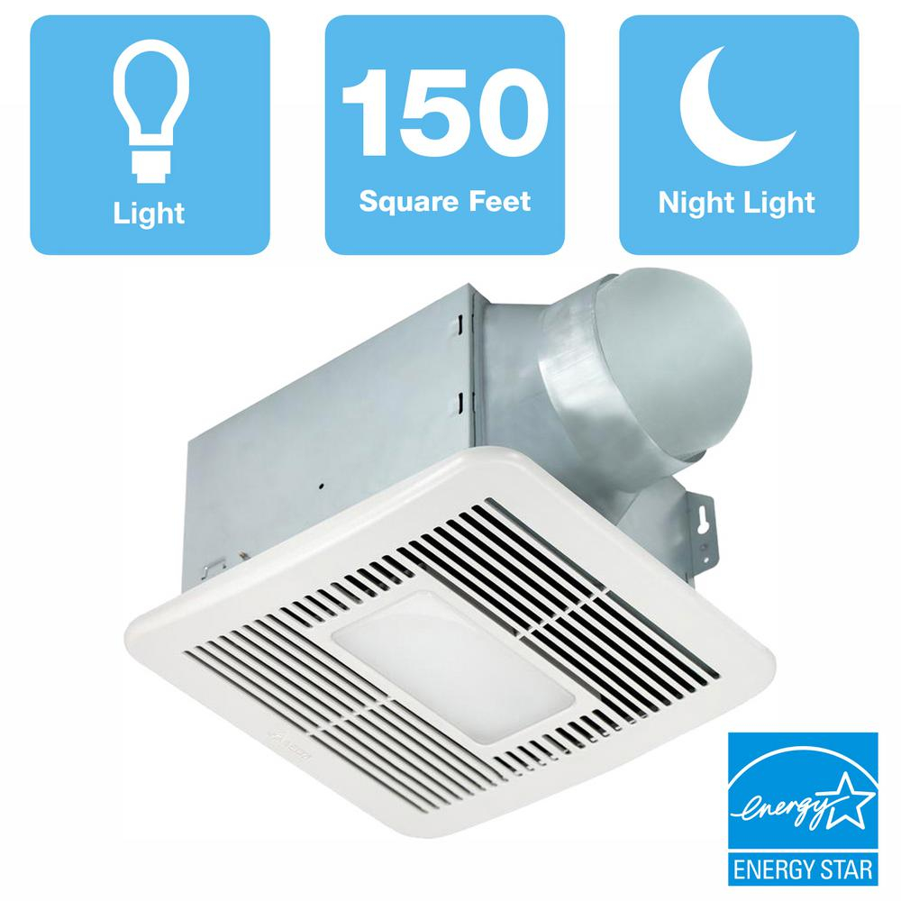 Delta Breez Smart Series 150 Cfm Ceiling Bathroom Exhaust Fan With Led Light And Night Light Energy Star intended for proportions 1000 X 1000