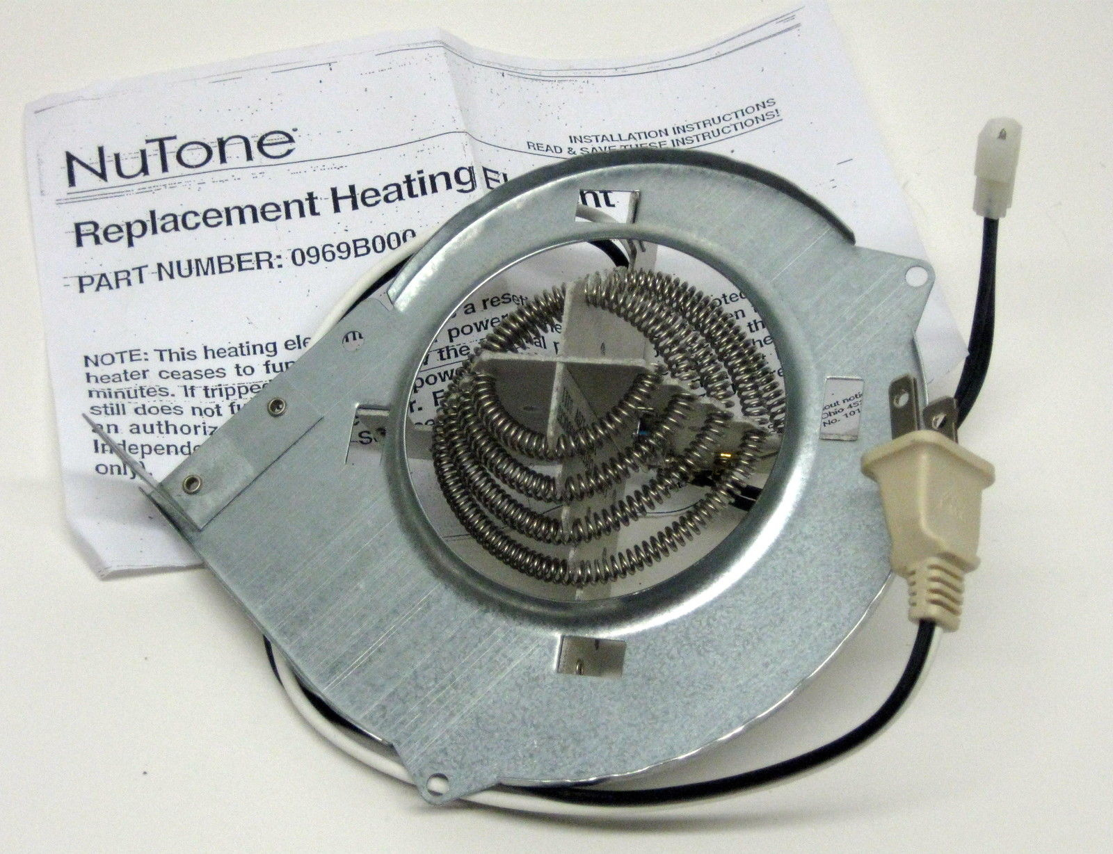 Nutone bathroom fan heating element