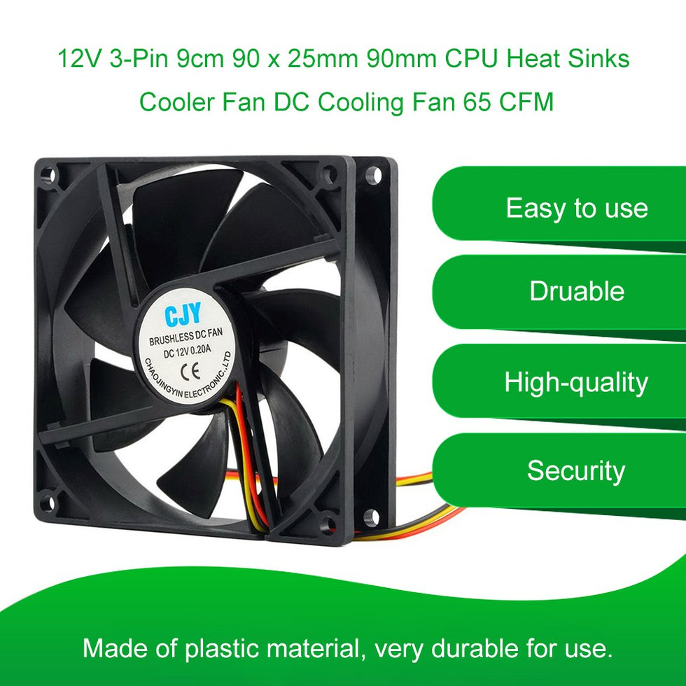 Details About 12v 3 Pin 9cm 90 X 25mm 90mm Cpu Heat Sinks Cooler Fan Dc Cooling Fan 65 Cfm Kw with dimensions 980 X 980