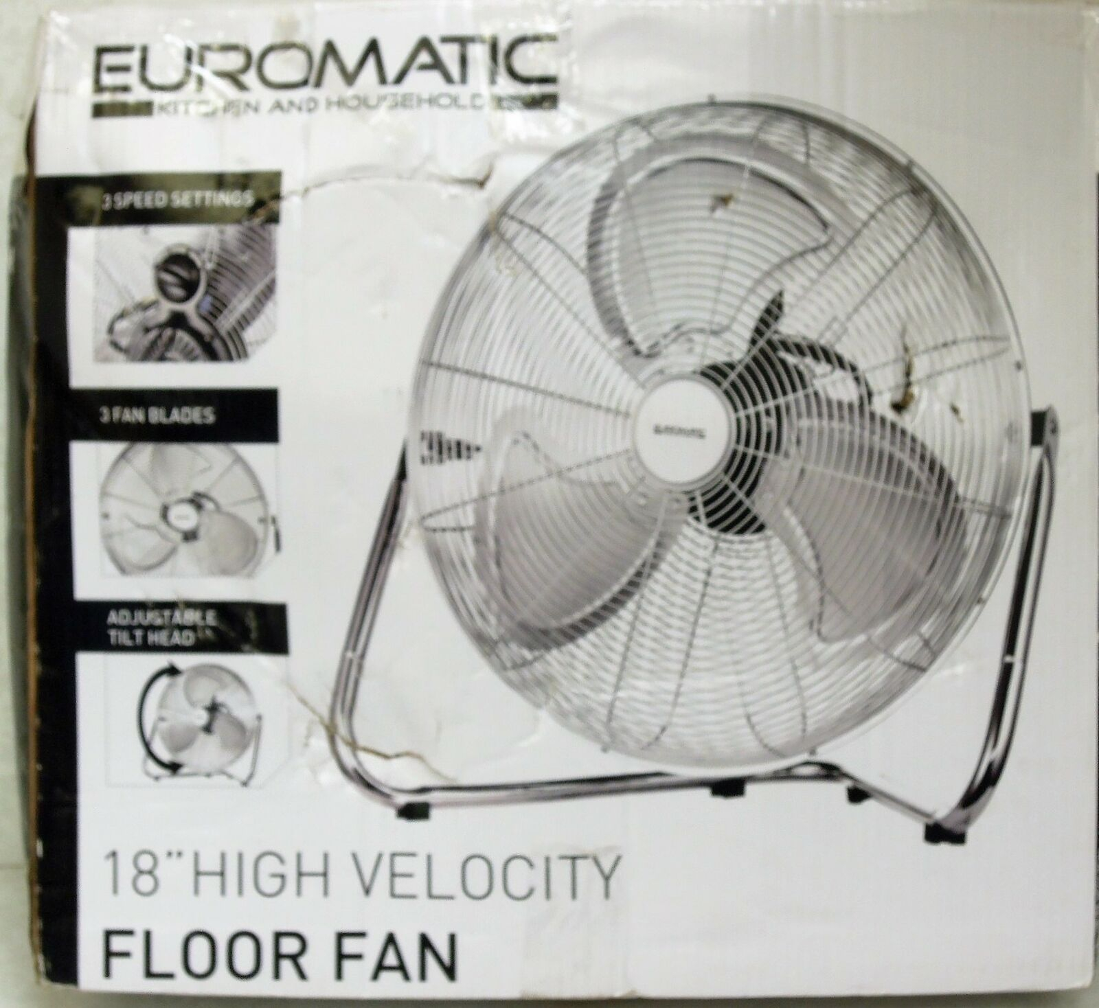 Details About Ex Display Boxed Euromatic 18 High Velocity Portable Floor Fan 3 Speed Tilting regarding proportions 1600 X 1468