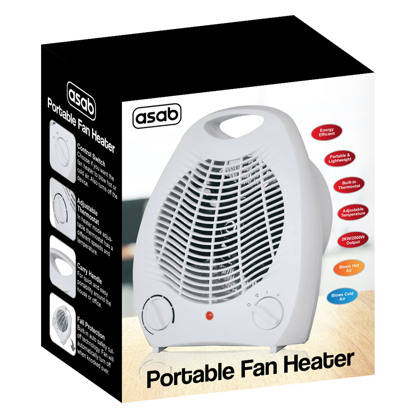 Details About Fan Heater 2kw 2000w Small Portable Electric Floor Hot Cold Air Upright Office with sizing 1600 X 1600