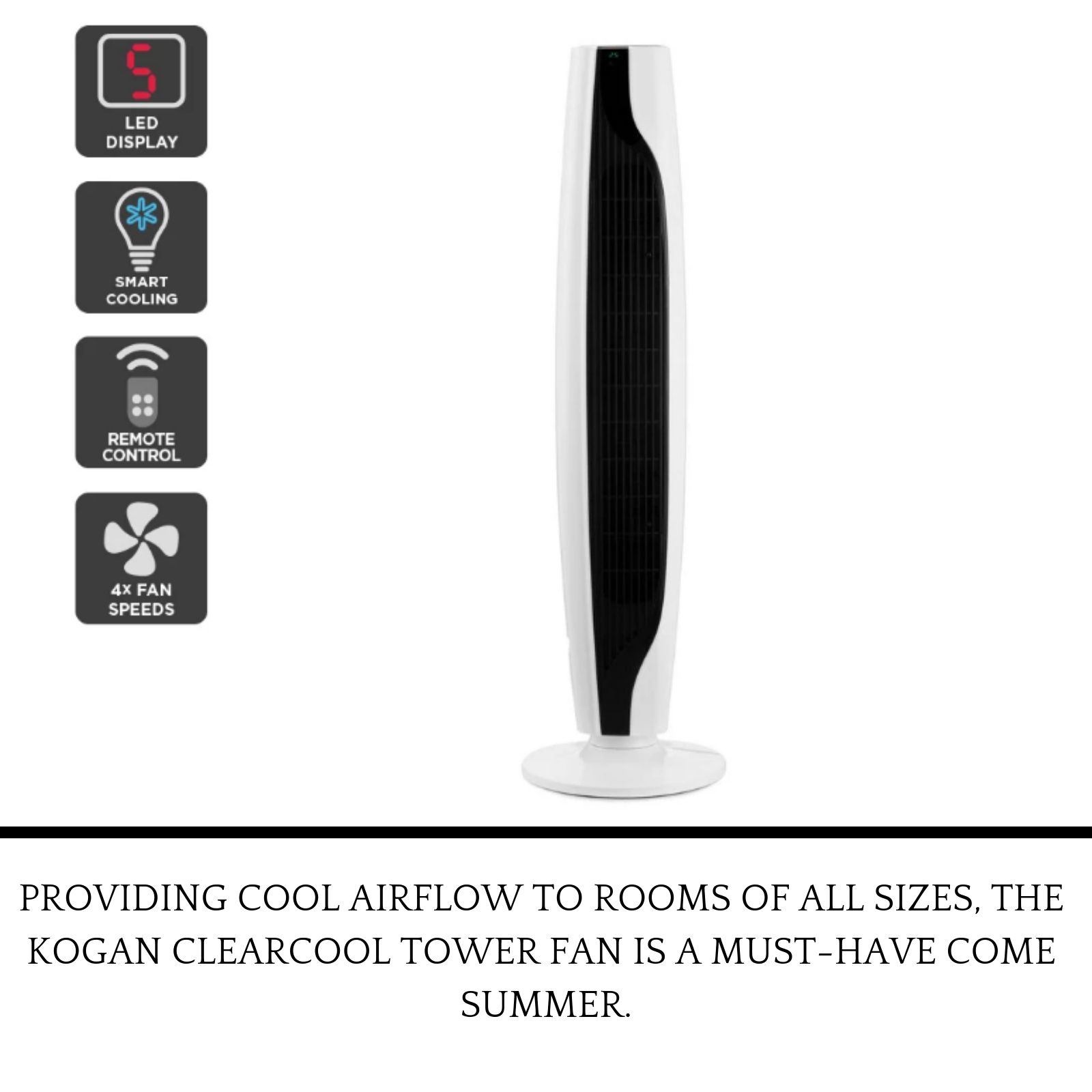 Details About Kogan Clear Cool Tower Fan New Portable Oscillating Touch Fan Wremote Control with regard to dimensions 1600 X 1600