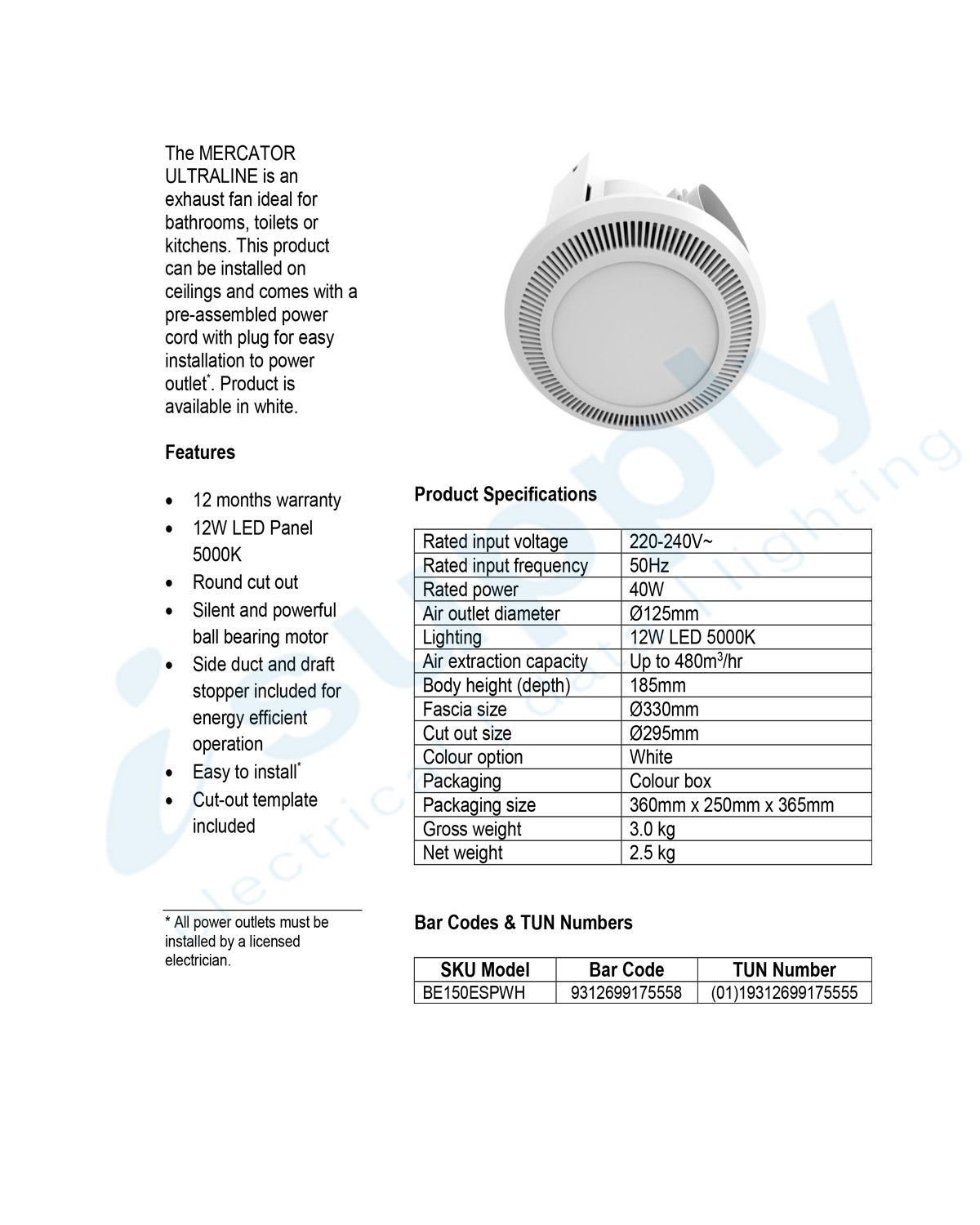 Details About Mercator Ultraline Led High Extraction Bathroom Exhaust Fan W12w Be150espwh with regard to sizing 1200 X 1500