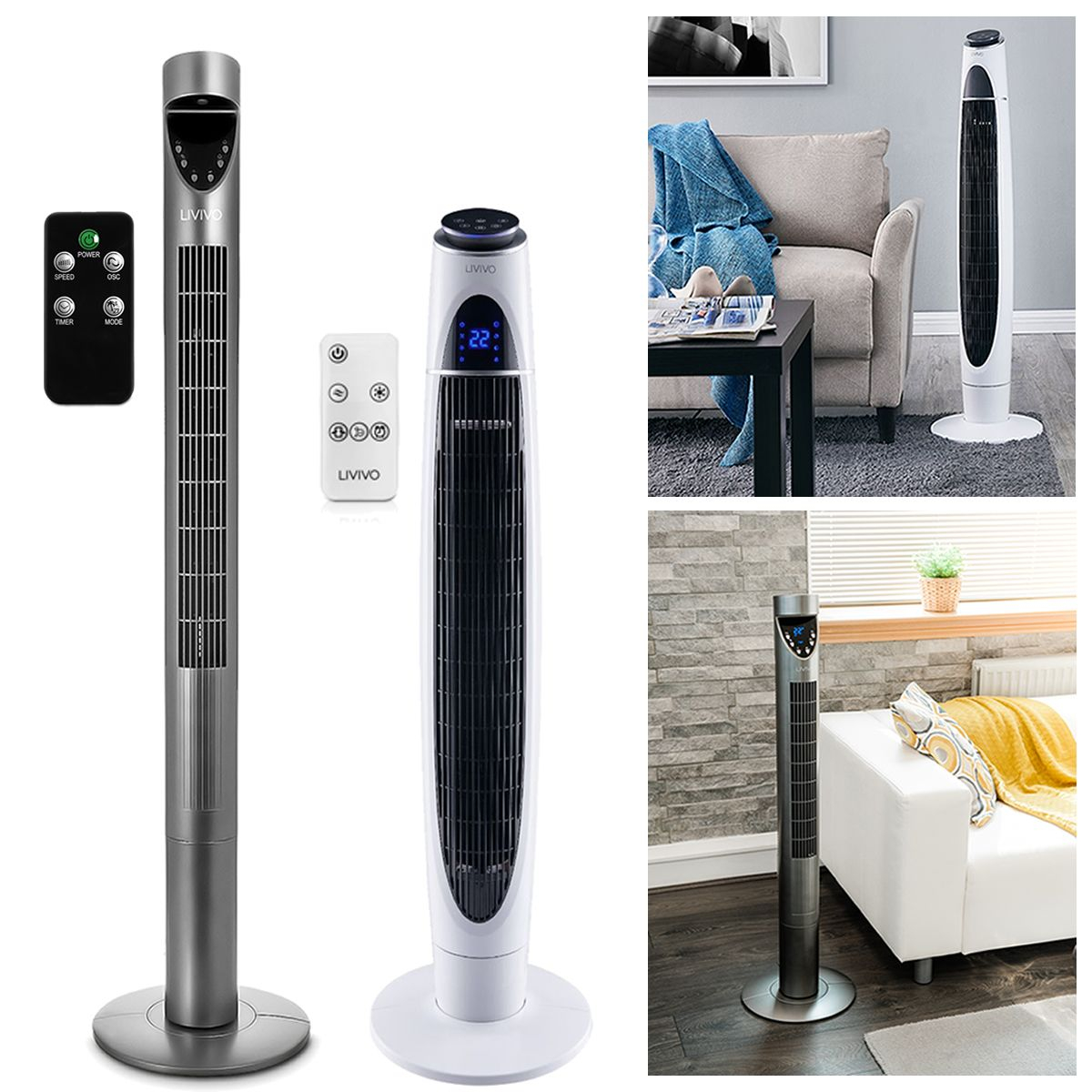 Details About Oscillating Tower Fan W Remote Control 4347 Timer 50w Slim Cooling 3 Speeds intended for dimensions 1200 X 1200