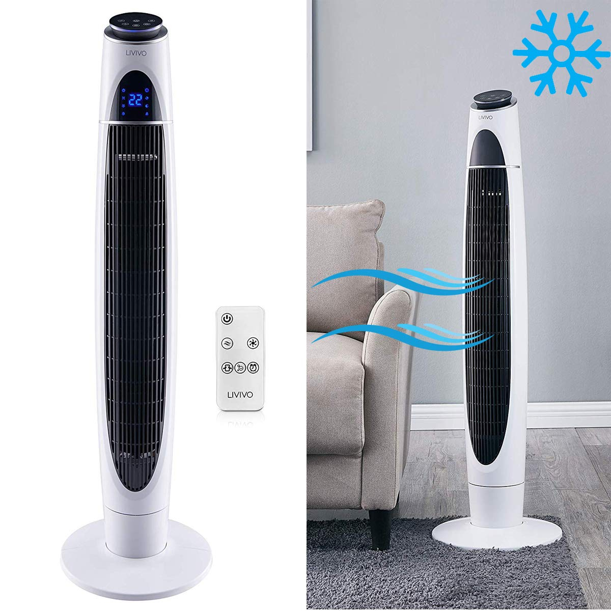 Details About Oscillating Tower Fan With Remote Control 43 Timer 60w Air Cooling Fan 3 Speeds in dimensions 1200 X 1200