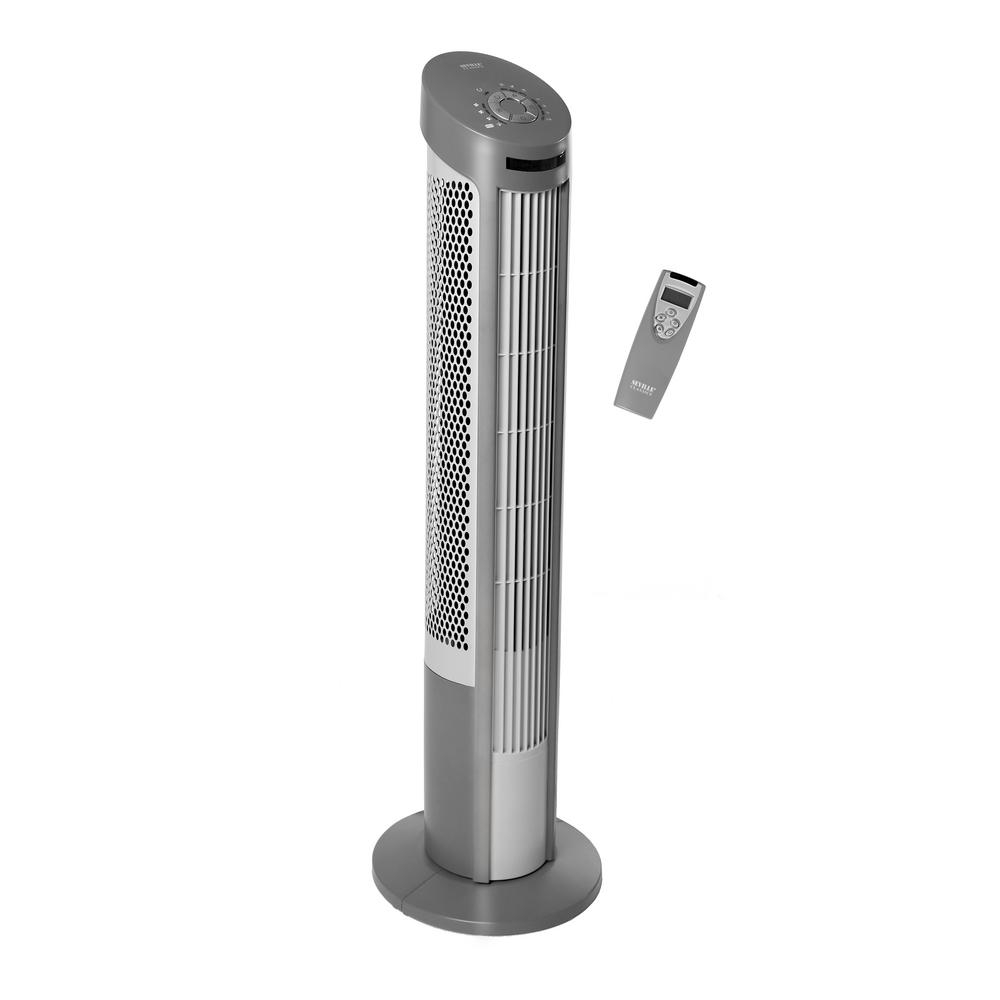 Details About Seville 40 In Oscillating Tower Fan W Steel Intake Grill Remote Control Gray within dimensions 1000 X 1000
