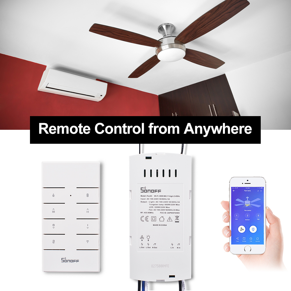Details About Sonoff Ifan03 Smart Wifi Ceiling Fan Remote Controller For Alexa Switch Ld1844 regarding proportions 1000 X 1000