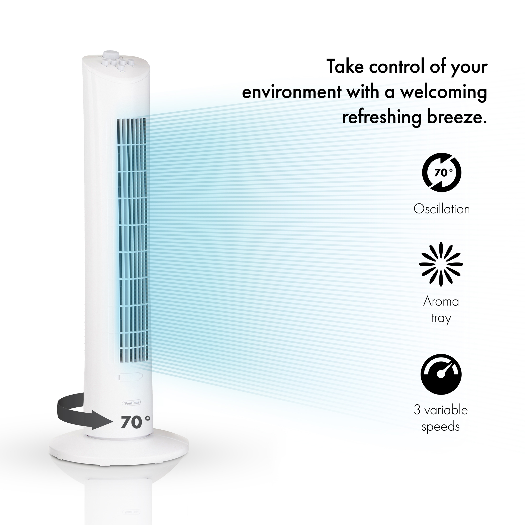 Details About Vonhaus Portable 31 Tower Fan With Aroma Tray 3 Speed Settings Oscillation intended for sizing 2000 X 2000