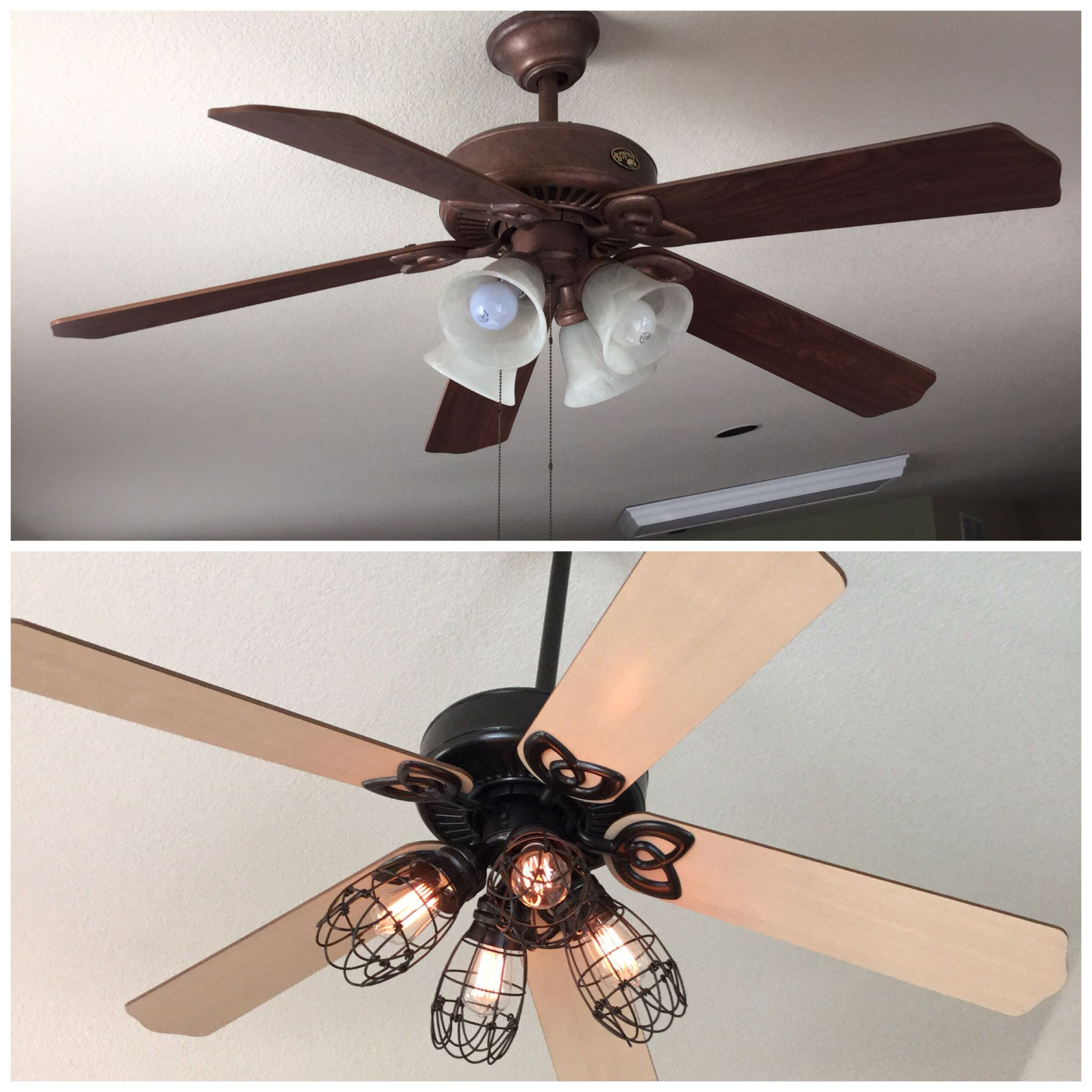 Diy Ceiling Fan Makeover Add Cage Bulb Guards And Edison intended for dimensions 2048 X 2048
