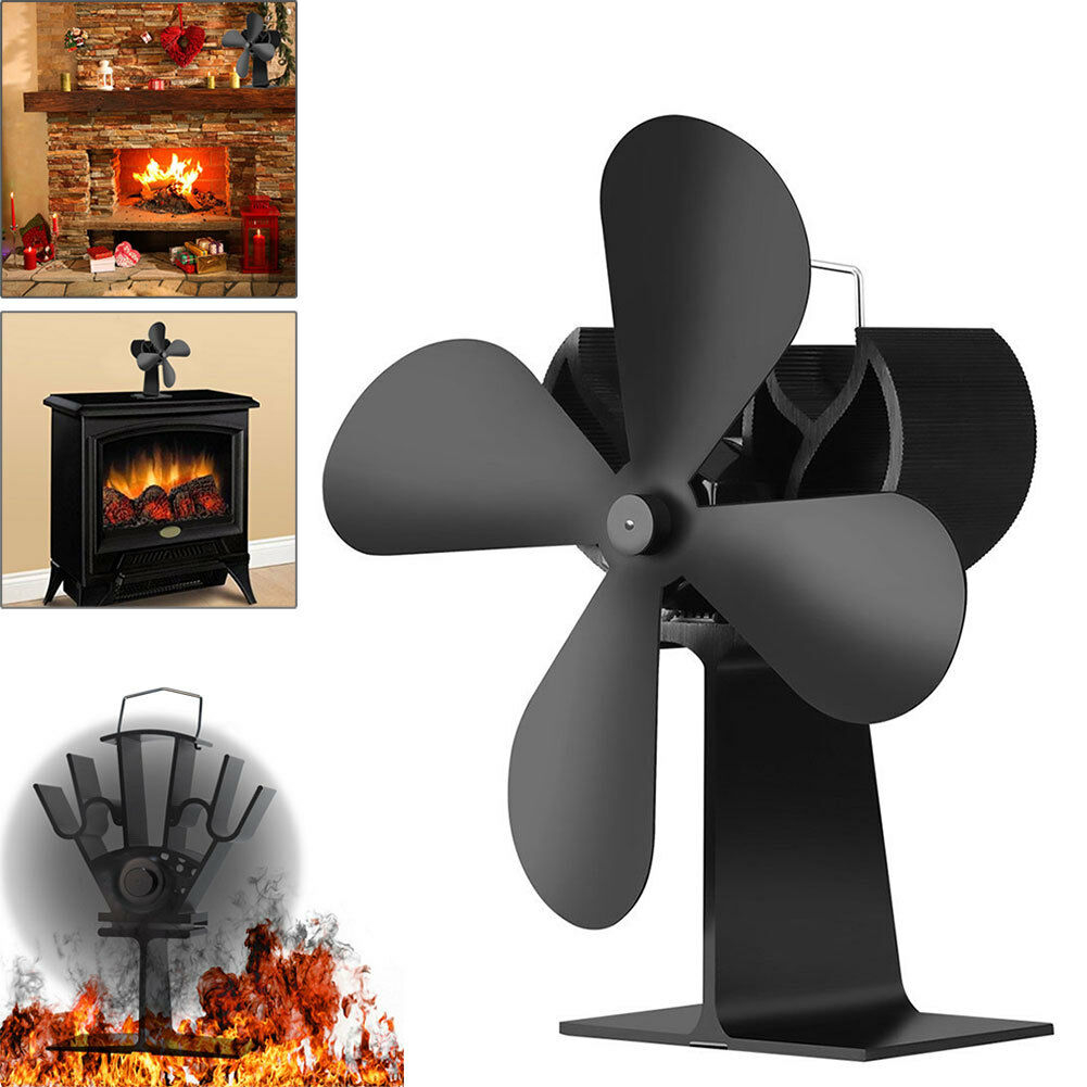 Dtails Sur 4 Blades Heat Self Powered Wood Stove Fan For Burner Fireplace inside dimensions 1001 X 1001
