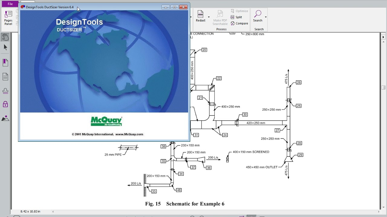 Duct Fittings Pressure Loss Calculation in size 1280 X 720