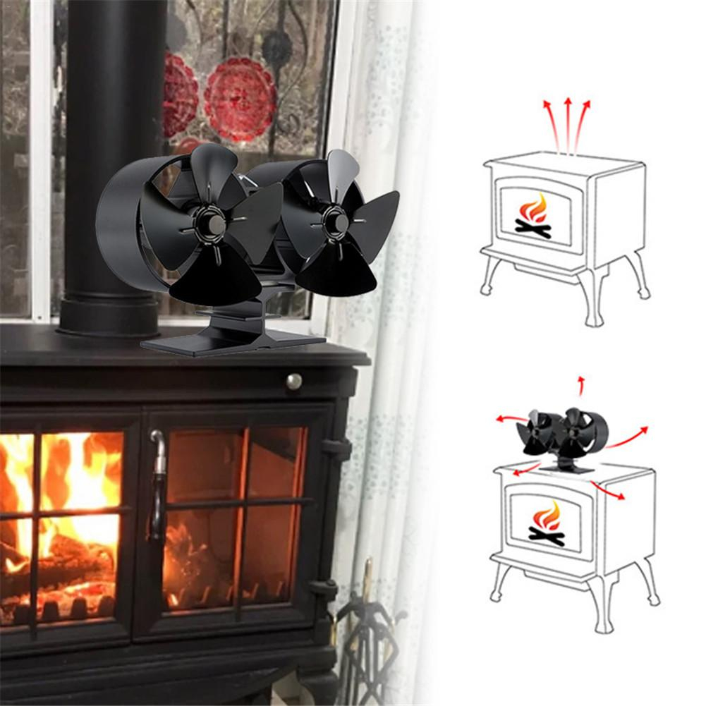 Efficient Double Black Fireplace Fan Heat Powered Stove Fan Komin Log Wood Burnerfirpowered Stove Fan Quiet Heat Distribution intended for size 1001 X 1001